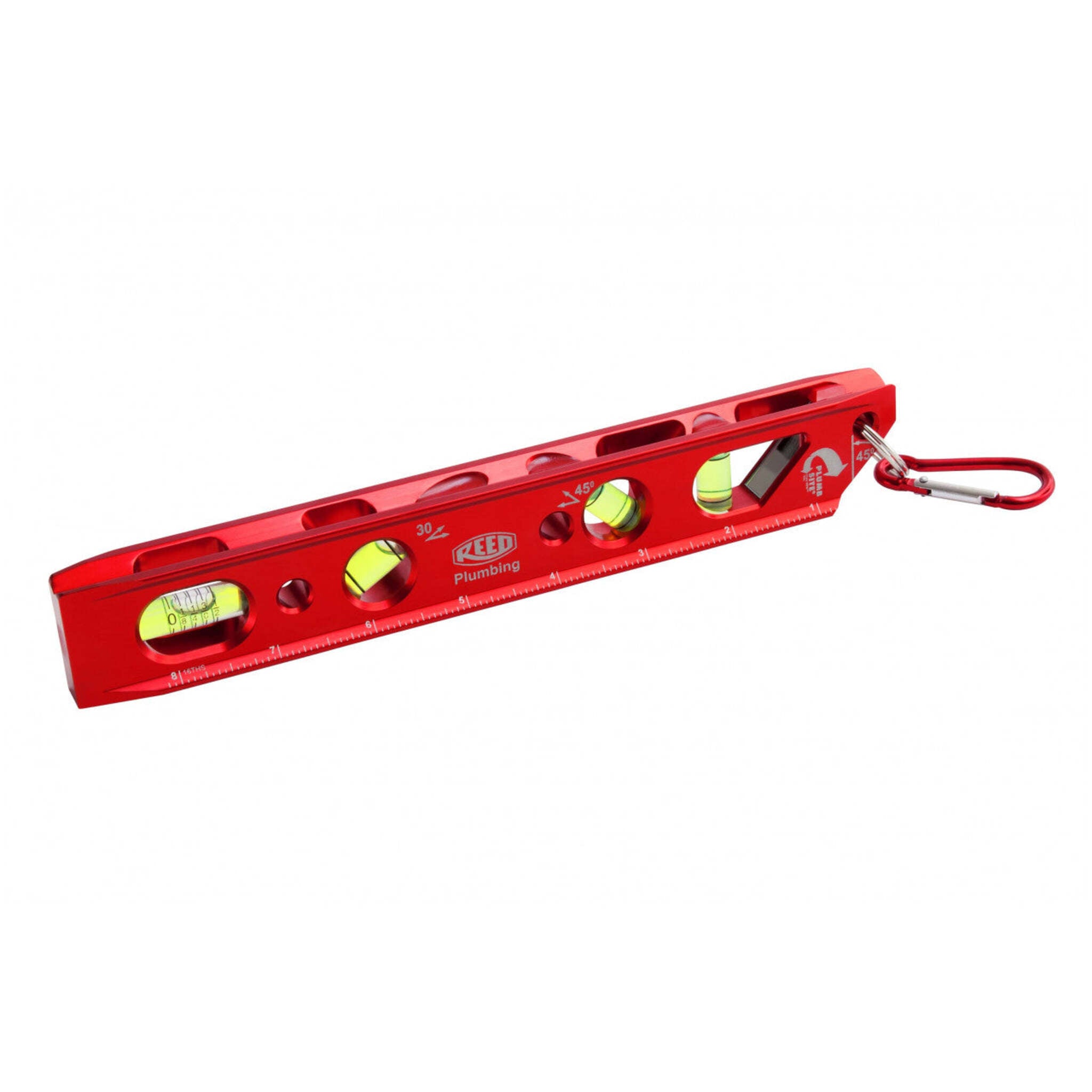 Reed LV9PLB Plumber's 9" Torpedo Level with Magnetic Base, V-Groove Edge, 4 High-Visibility Vials for Pitch, Level, and Plumb Measurements