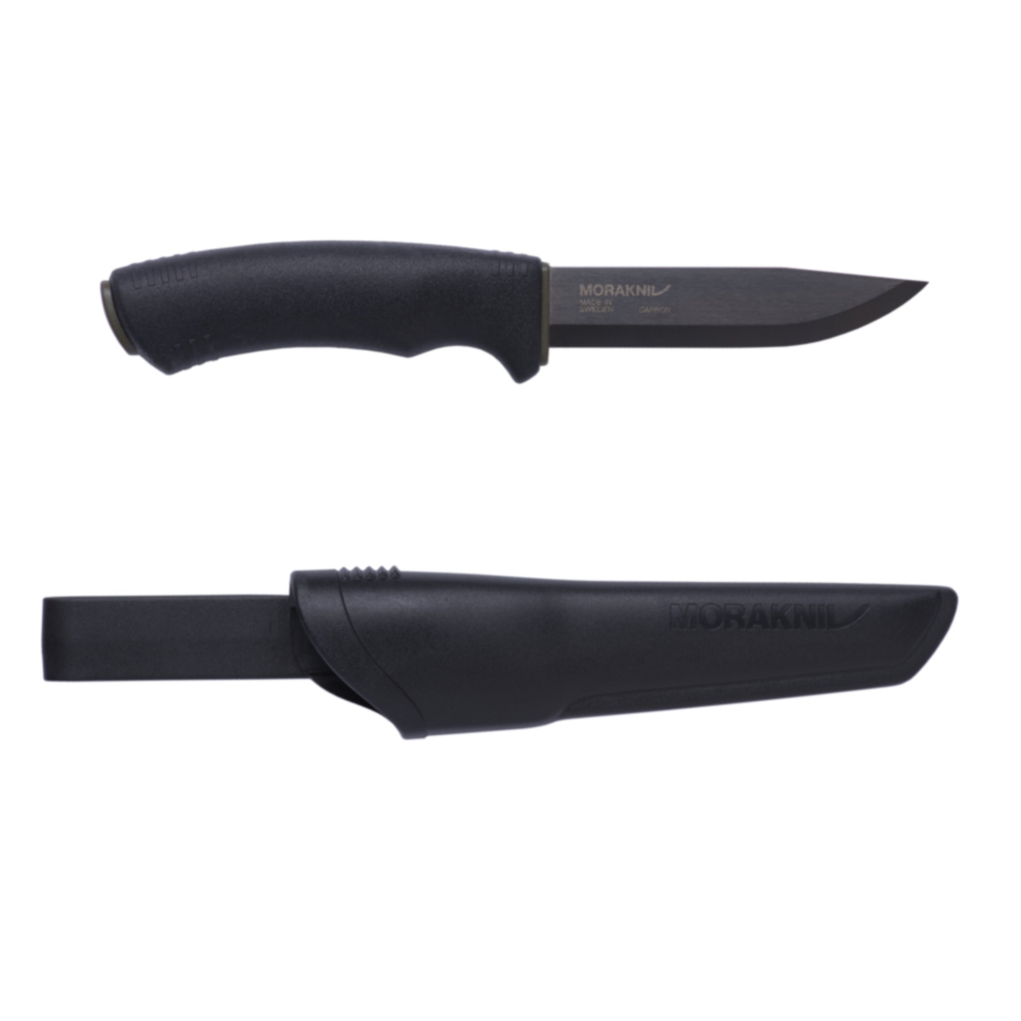 Morakniv 4" Bushcraft Knife with Black Carbon Blade - DLC Coating, Fire Starter Compatible, and Durable Sheath for Outdoor Wilderness Survival