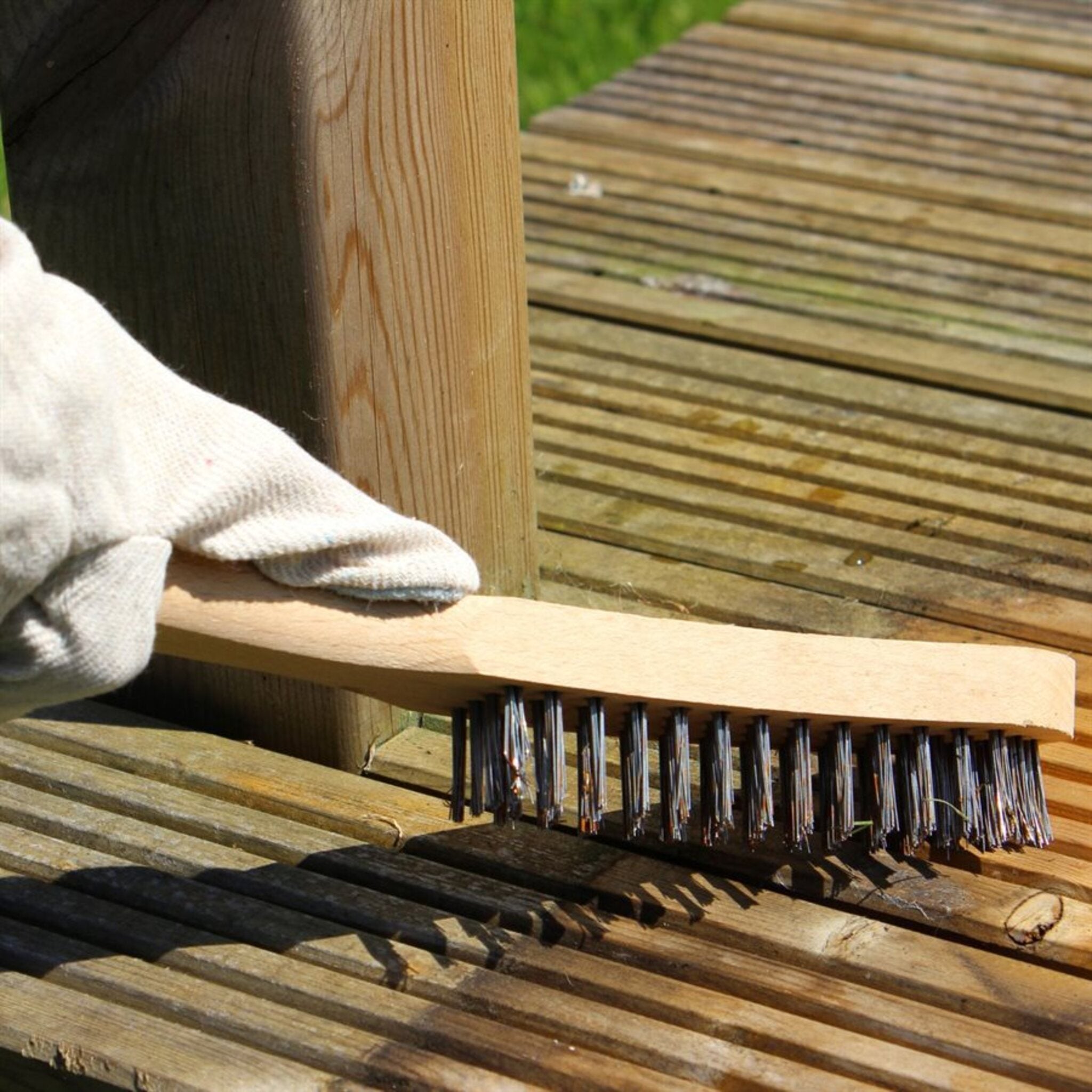 ToolTech Wire Scratch Brush with Wooden Handle and Steel Wire Bristles