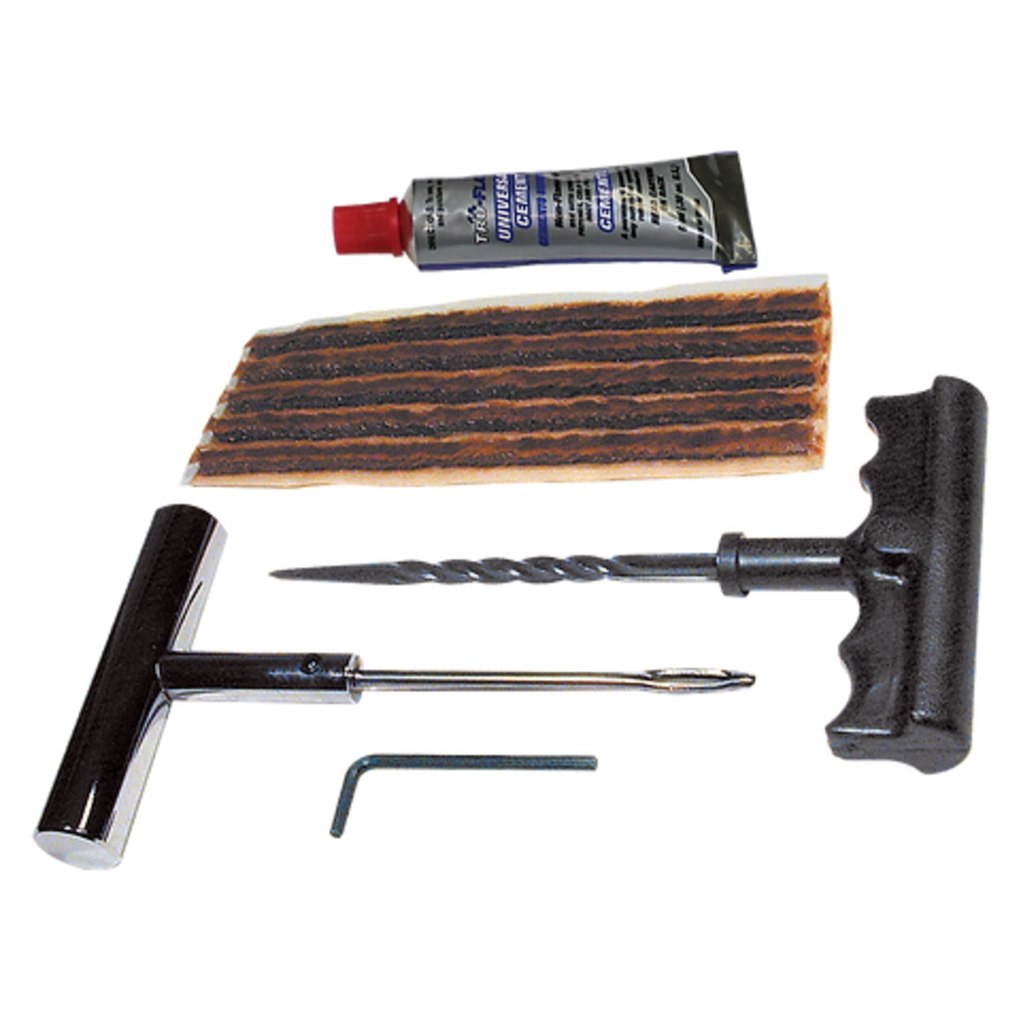 Tru-Flate Heavy Duty Truck Tire Repair Kit | Complete Emergency Repair Solution with T-Handle Tools, Universal Cement, and 15 Heavy Duty Inserts