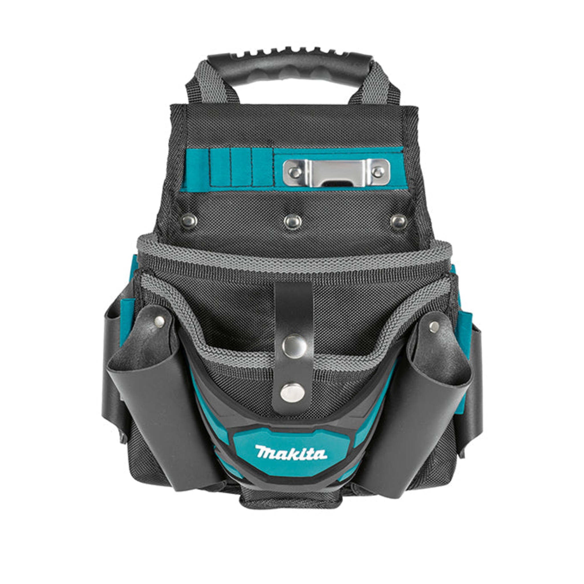 Makita TH3 Universal Pouch & Drill Holster with Large Pocket, 1680D Polyester, Leather Holders, Elastic Loops, Tape Measure Holder, and SS Fittings