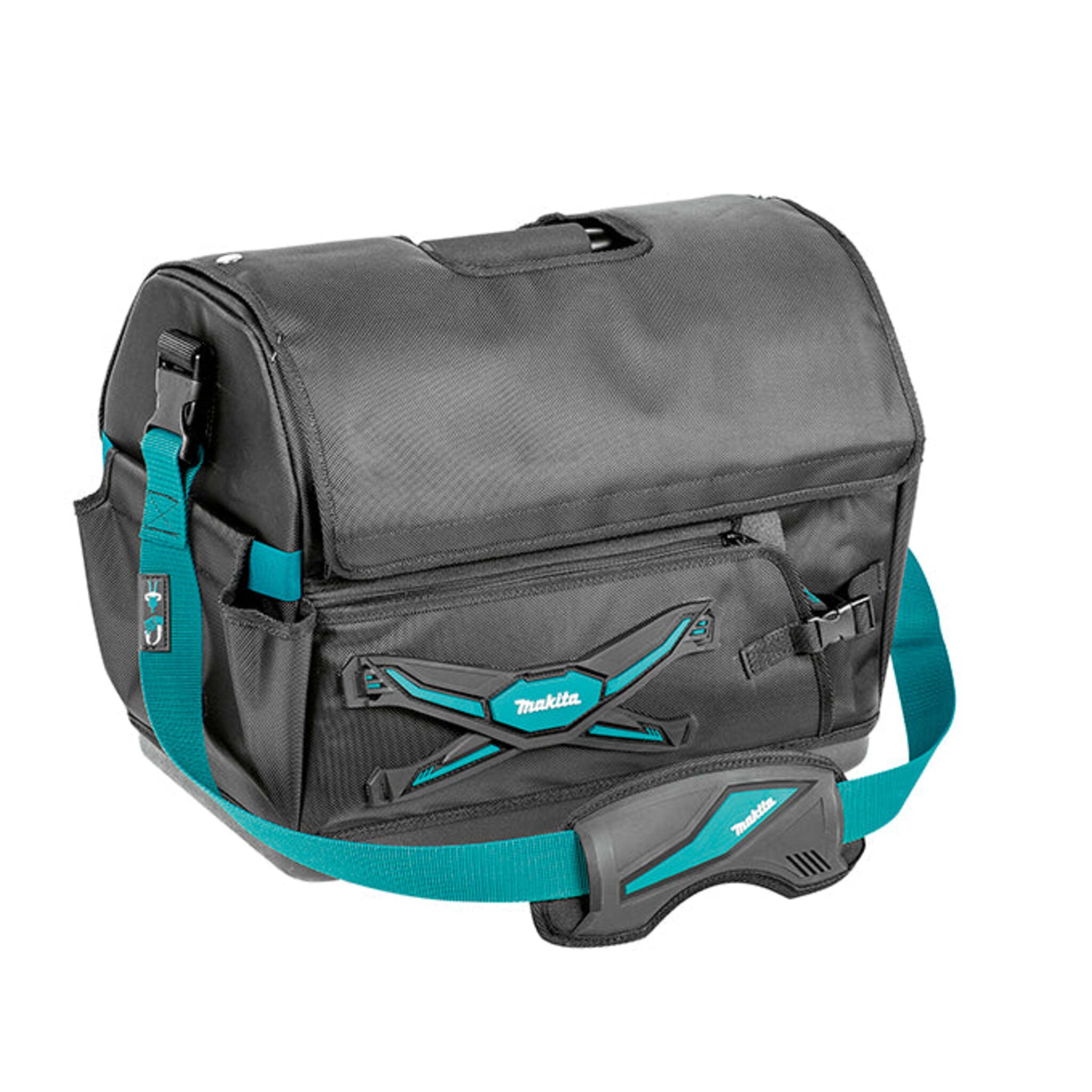 Makita TH3 Ultimate Covered Tool Tote with Removable Top Cover, 8 External Pockets, Reinforced Base, and Quick-Release Shoulder Strap for Professional Tool Storage