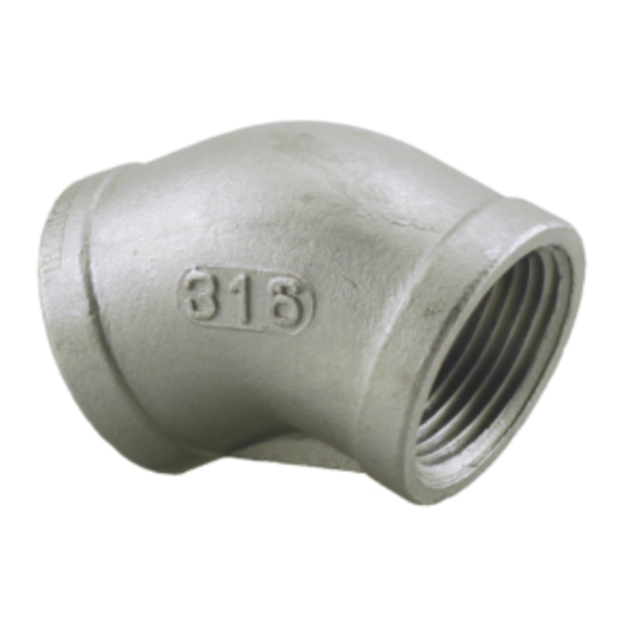 316 Stainless Steel Schedule 40 45° Elbow Pipe Fitting - FPT - Corrosion Resistant, Sizes 1/8" to 2" NPT, Ideal for Marine, Chemical, Water Systems