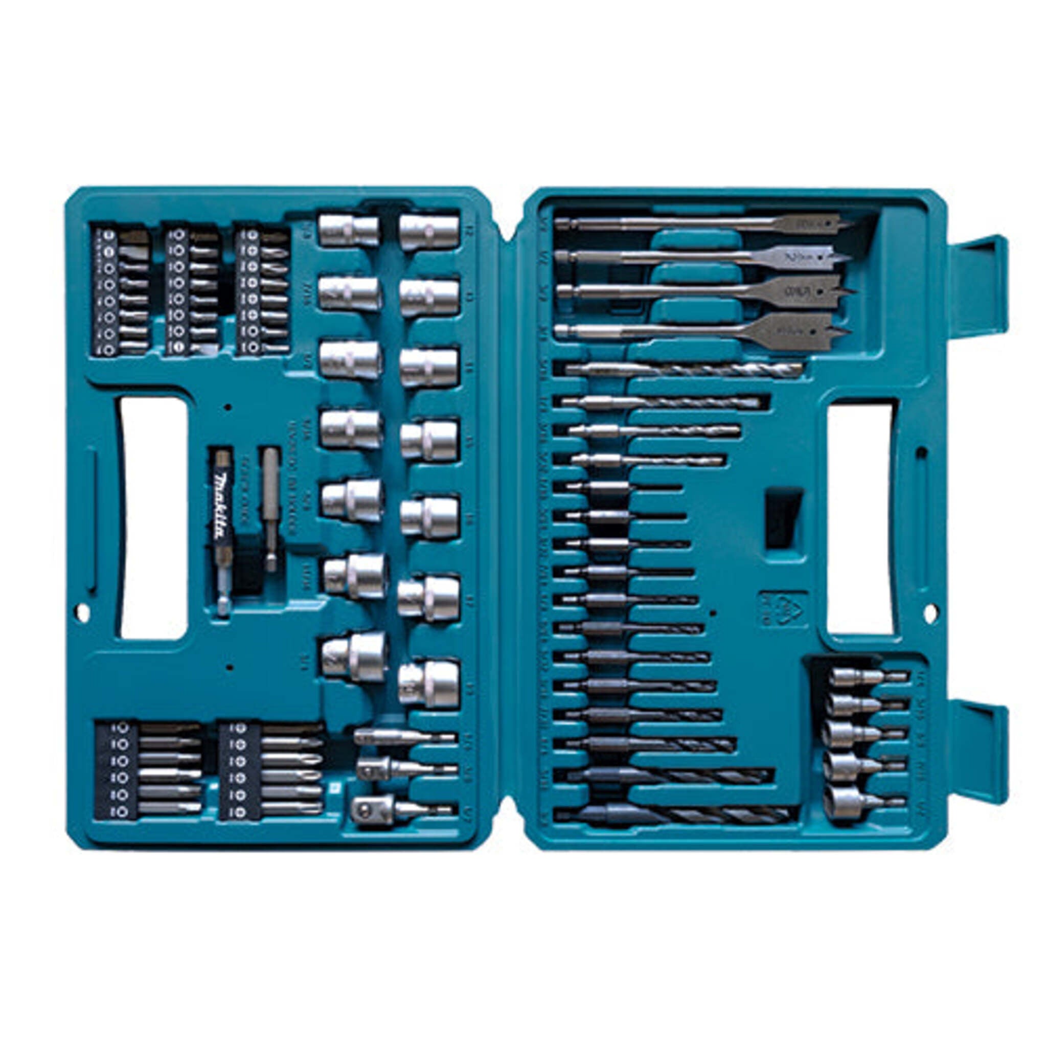 Makita 80 PC Drill & Driver Bit Accessory Kit - Comprehensive Set for Wood, Metal, Masonry with Nut Drivers, HSS Bits, TCT Bits, Impact Bits, Case Inc