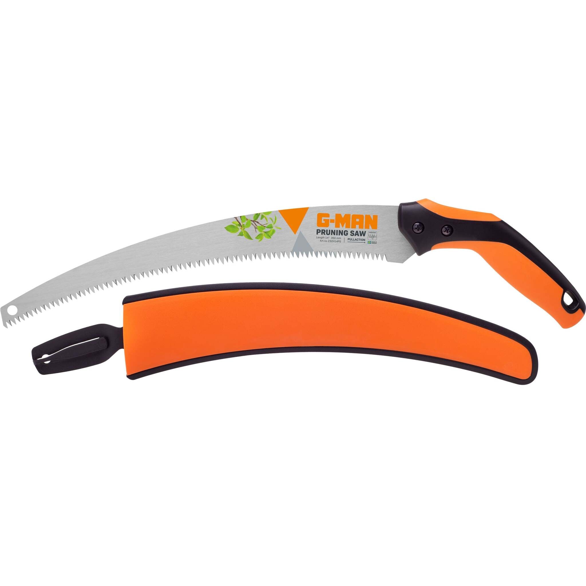 G-Man 232H 14" Pruning Saw w/ Holster - Curved Blade, 3-Edge Toothing, Ergonomic Handle, 14 TPI for Precision & Speed in Gardening & Landscaping