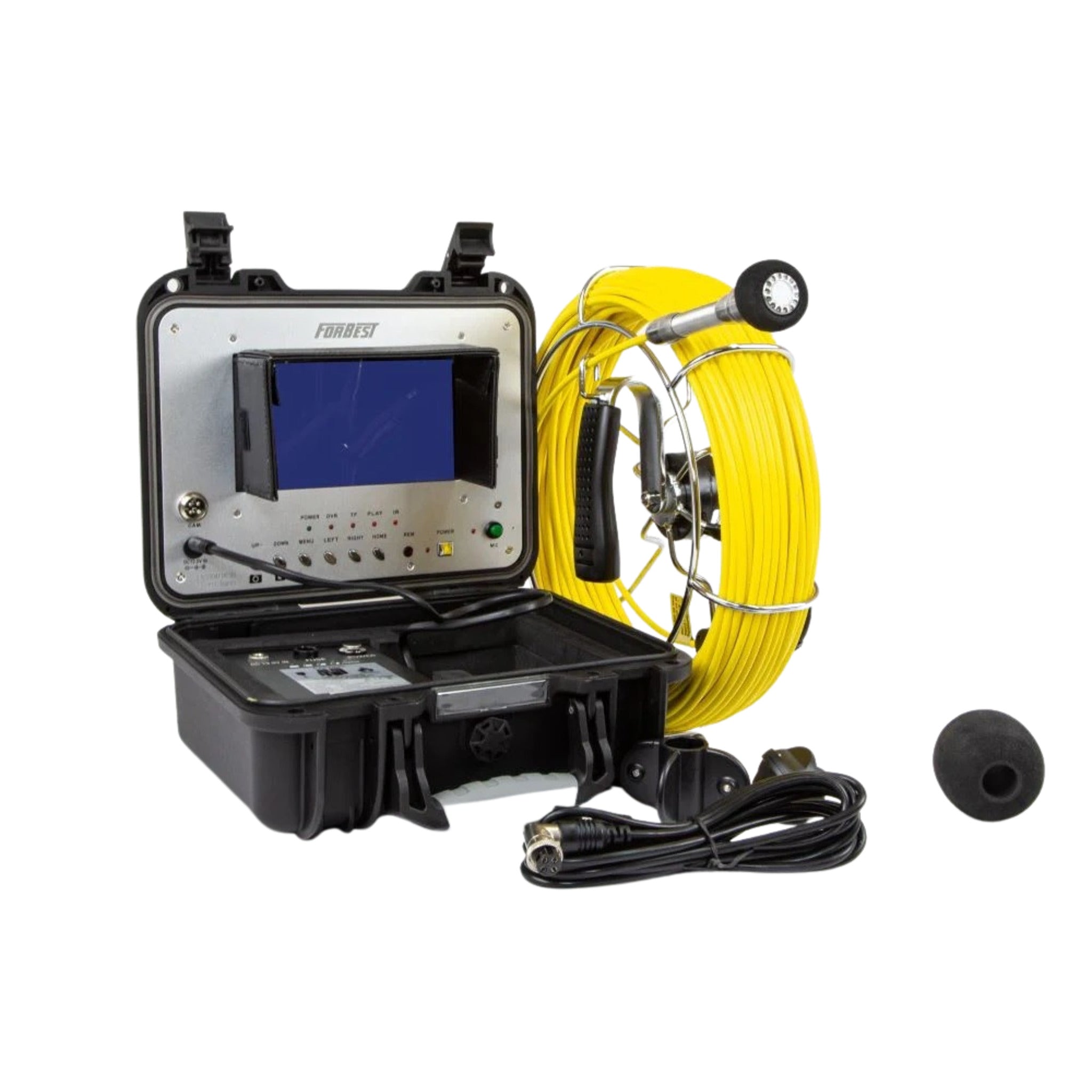 Forbest 3188SD Classic Portable Sewer Camera with 65-Ft Cable and 7" LCD Screen - Waterproof, 1" Color Camera, Voice Recording, 4-Hr Battery