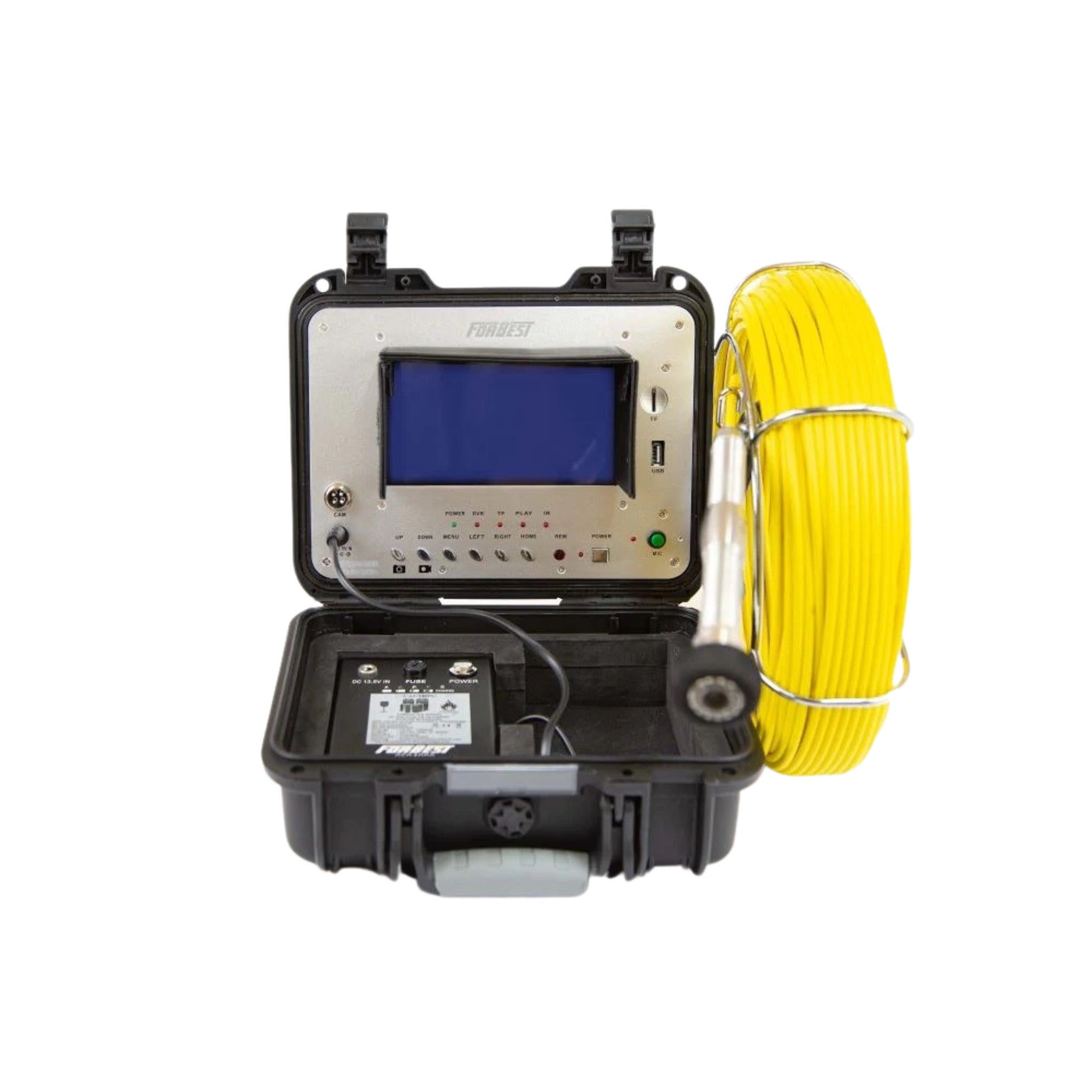 Forbest 3188SD+ Portable Sewer Camera with 130-Ft Cable, 512HZ Transmitter, and 7" LCD Screen - Waterproof, Voice Recording, 4-Hr Battery