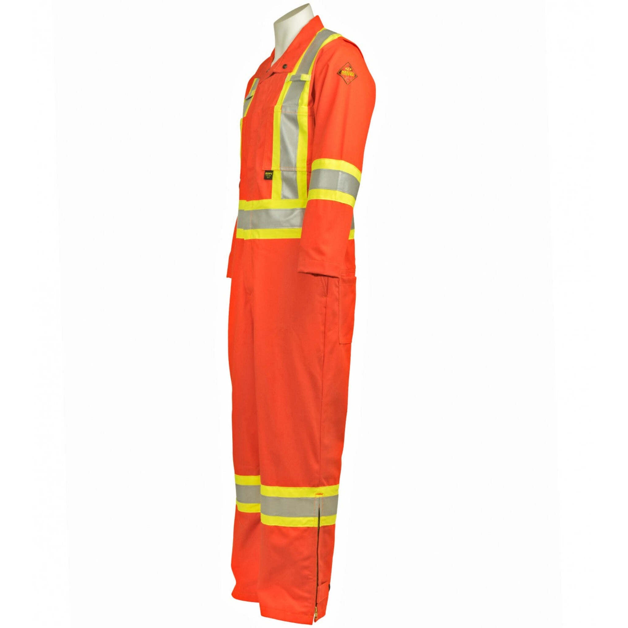 KELTEK 384s Men's Orange CSA Indura Ultra Soft Flame Resistant Unlined Hi-Vis Coverall - HRC 2, ATPV 9.2 cal/cm², 3M Reflective | Sizes S-4XL