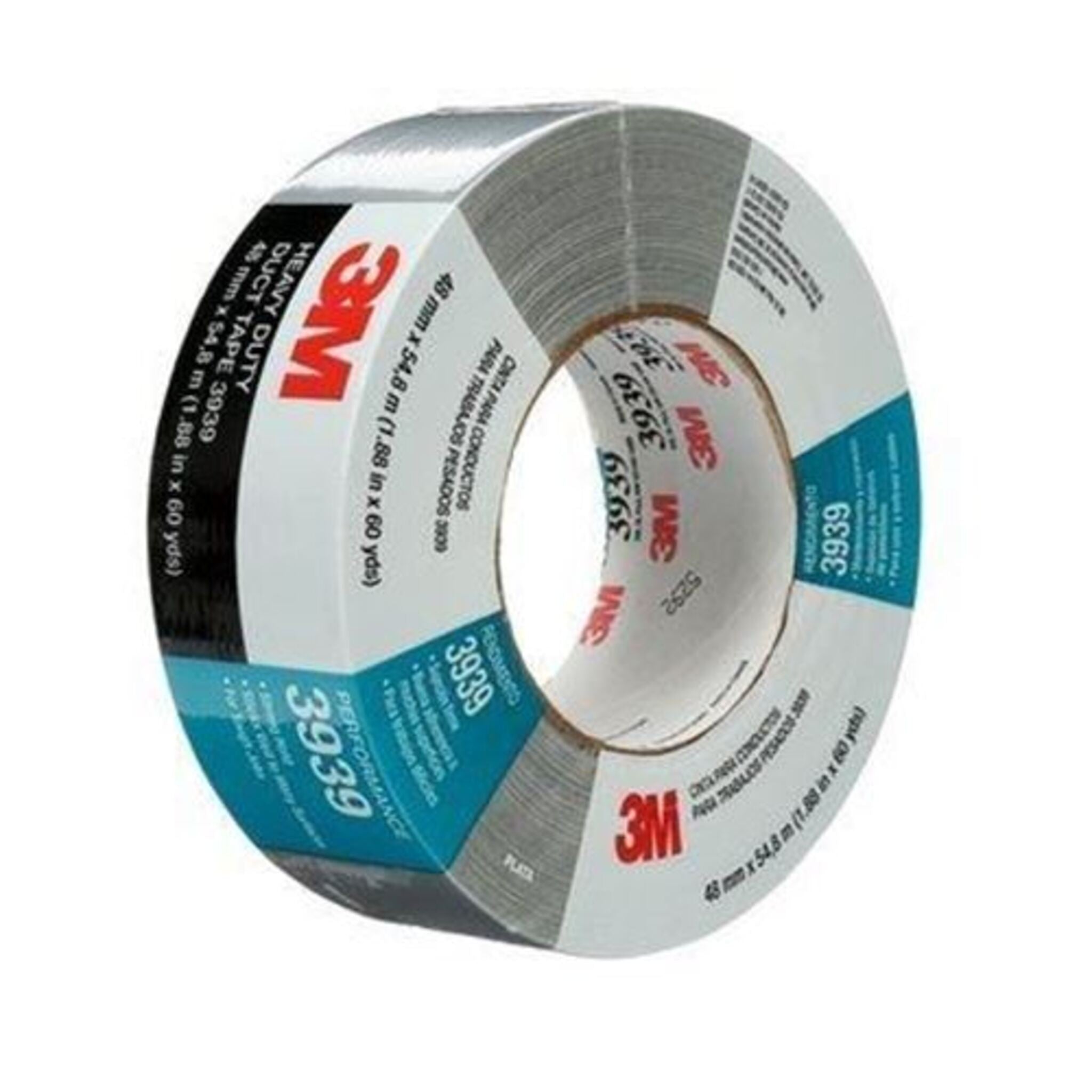 3M 3939 Industrial-Grade Silver Duct Tape | 48mm x 55m Roll, High Tensile Strength, Moisture Resistant, Superior Adhesion for Professional Applications
