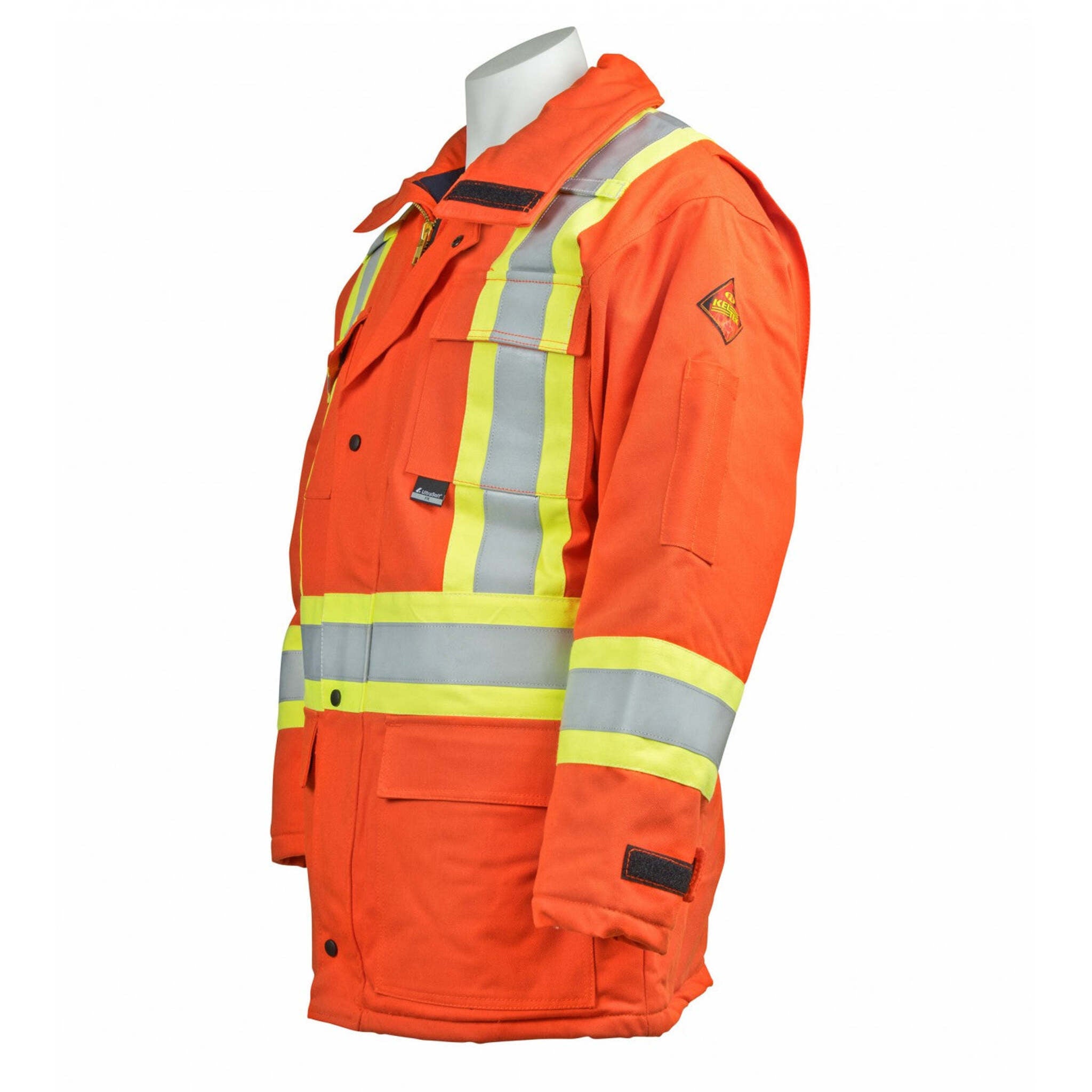 KELTEK 407s Men's Orange CSA Flame Resistant Hi-Vis Safety Parka - HRC 4, ATPV 40.3 cal/cm², 88% Cotton, 3M Reflective, Multiple Pockets | Sizes S-4XL