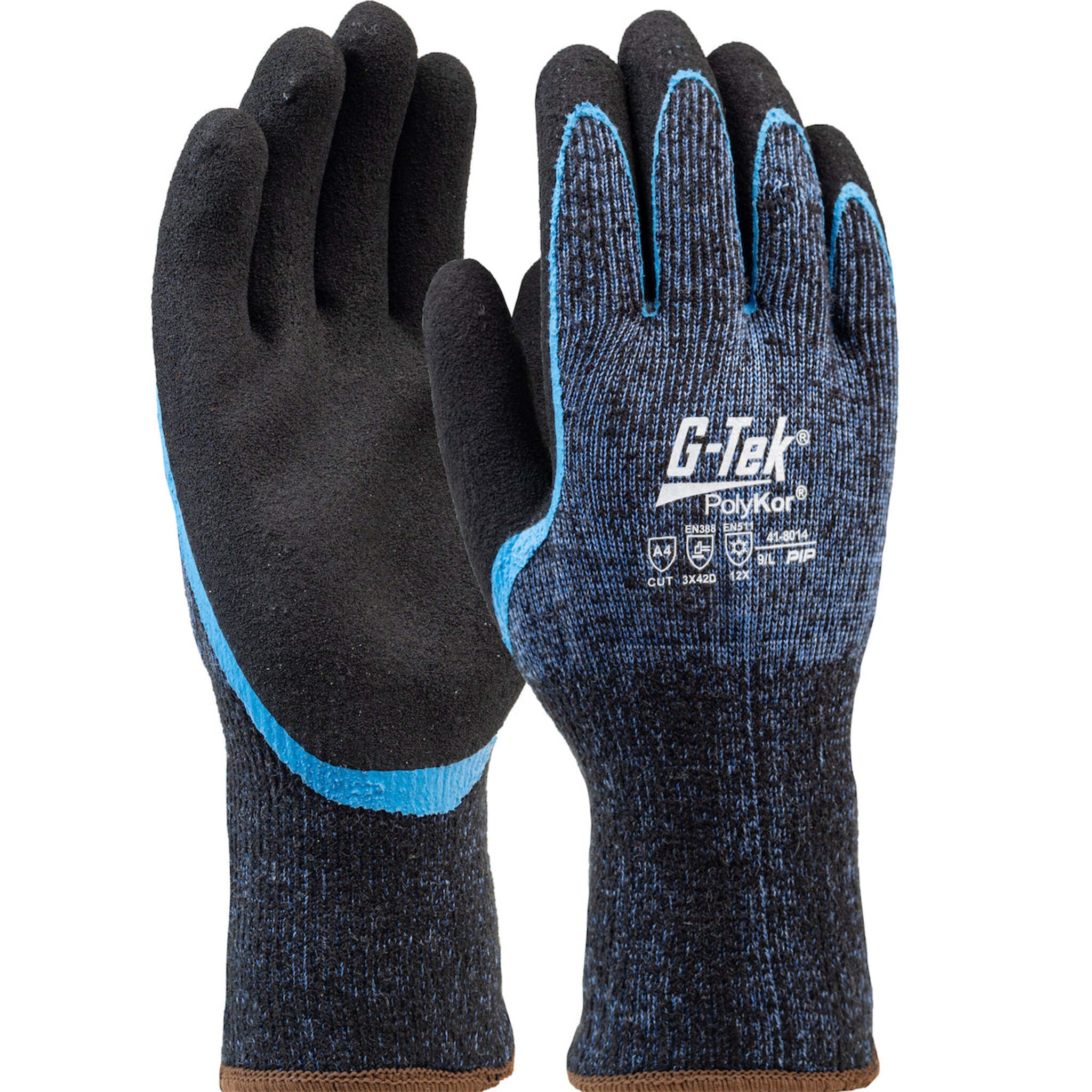 G-Tek® PolyKor® Seamless Knit PolyKor®/Acrylic Blend Gloves with Double-Dip Latex MicroSurface Grip for Cold Weather Protection | ANSI Cut Level A4 | 12 pack