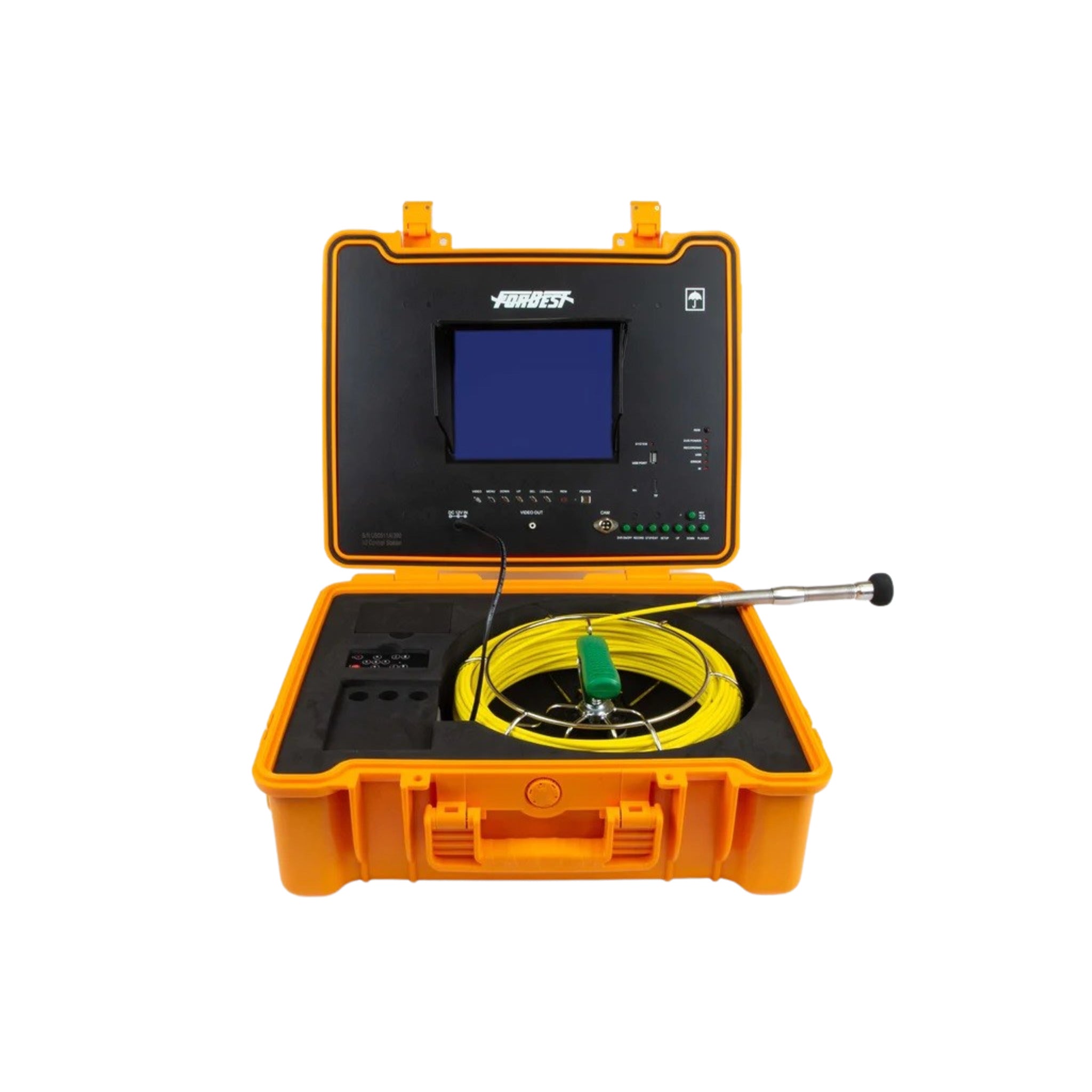 Forbest 4188H Luxury Portable Sewer Camera with 130-Ft Cable, 512 Hz Transmitter, Meter Counter, 10" LCD Screen, 4-Hour Battery, Waterproof Case