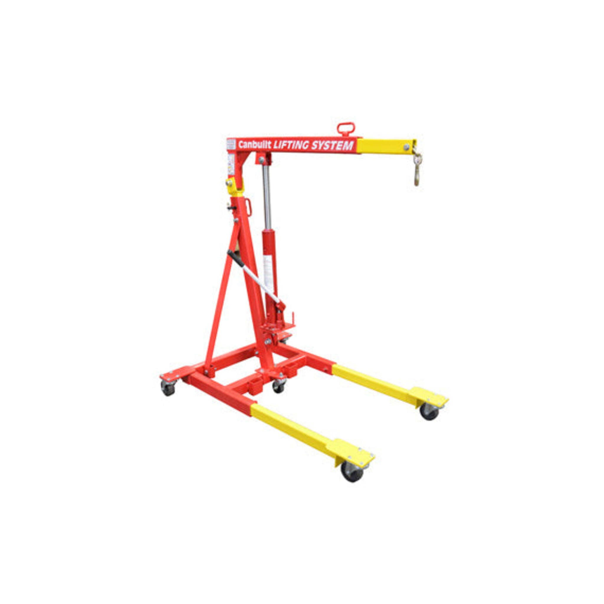 Canbuilt 1 Ton Mobile Crane, Manual Hydraulic: Versatile Lifting, Flow-Through Base, Heavy-Duty, Made in Canada, Grade 8 Fasteners, Precision Control