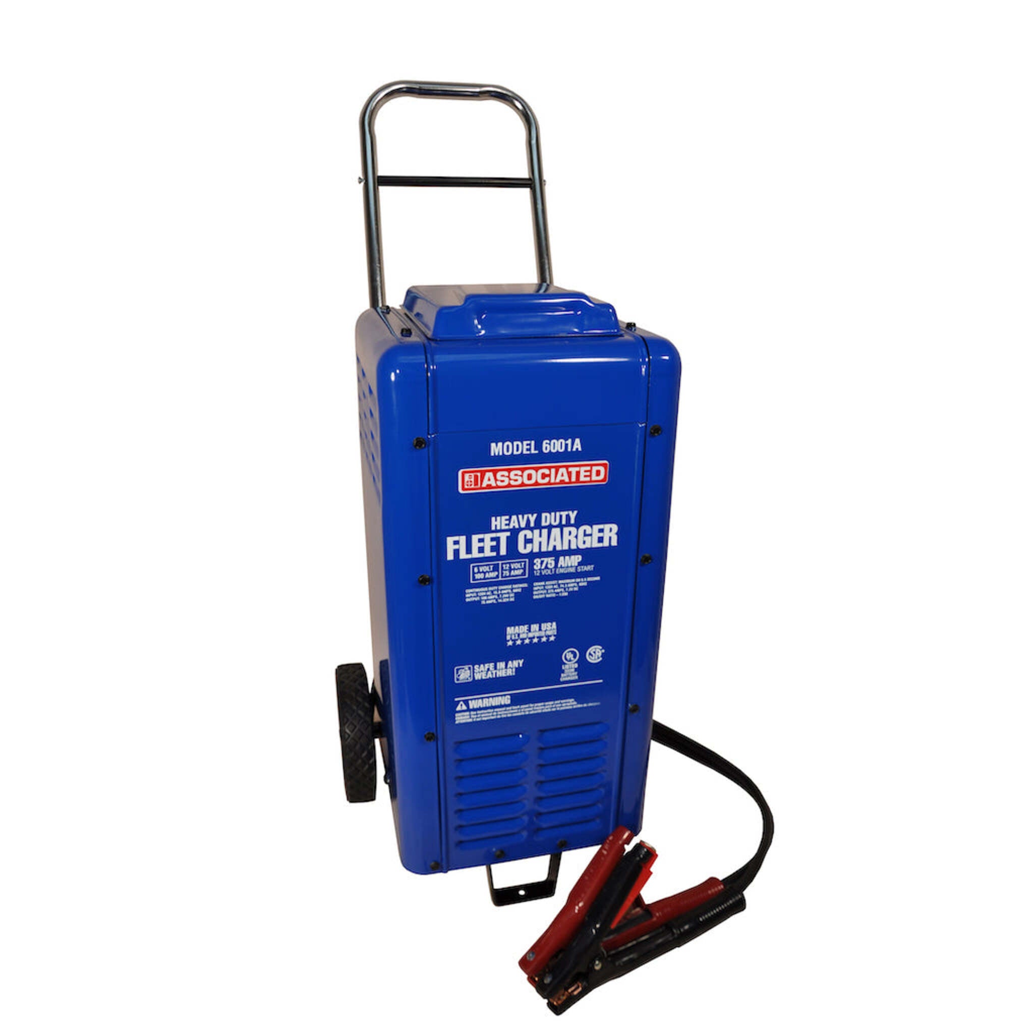 Associated Equipment 6001A 6/12V Charger - 100/75-Amp Continuous Charge, 375-Amp Cranking Assist, Durable, Portable, Polarity Protection | With Wheels