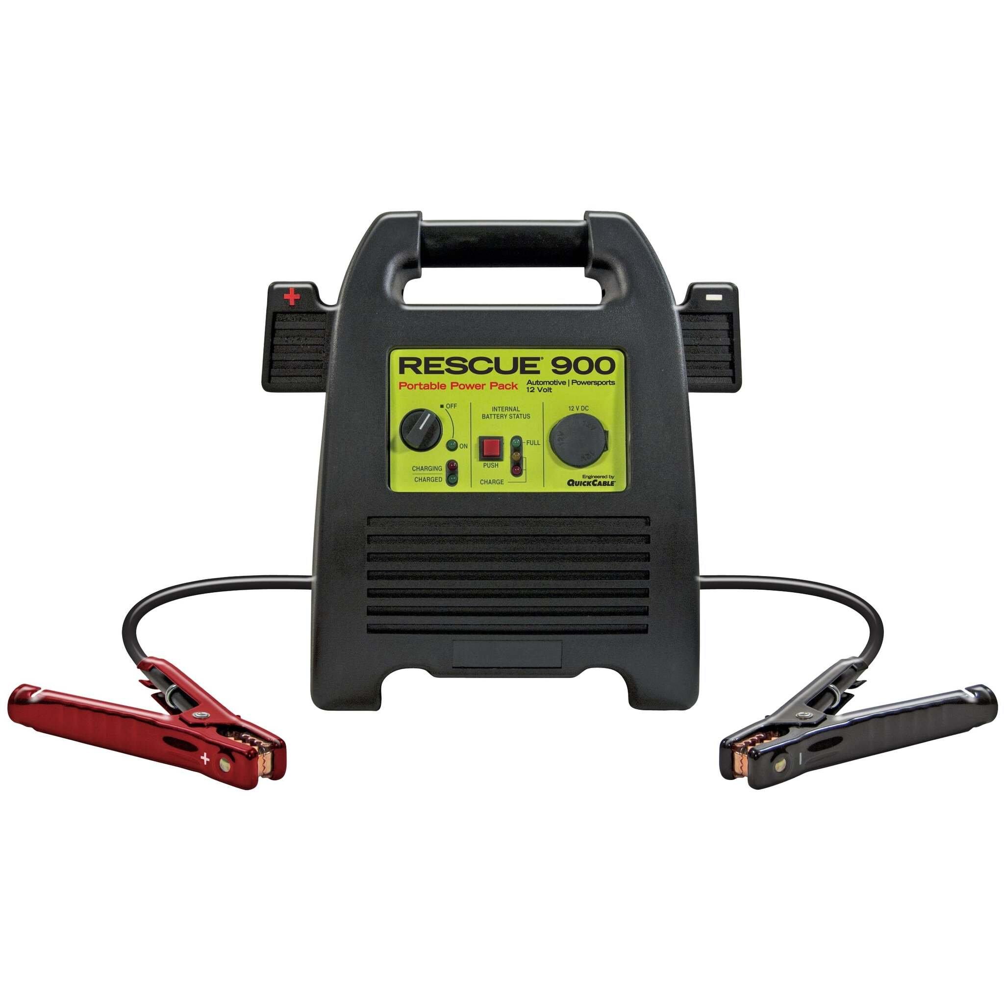 Quick Cable 900 RESCUE Jump Pack – 400 Cranking/1000 Peak Amps, 12V Power, 18 Ah AGM Battery, 27” Copper Cables, LED Monitor, CEC Compliant Charger