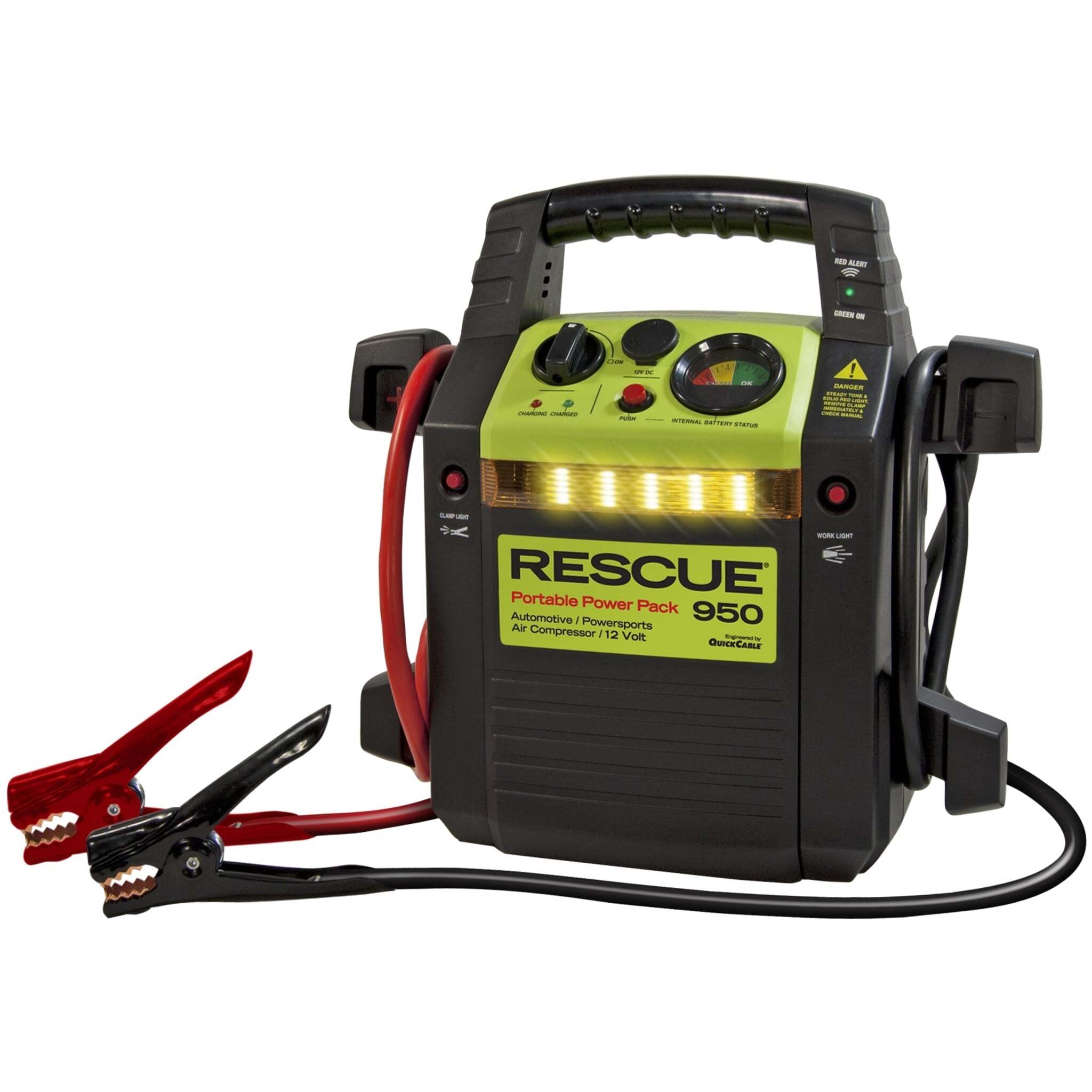 Quick Cable 950 RESCUE Jump Pack w/ 400 Cranking/1000 Peak Amps & Built-In Air Compressor – All-in-One Roadside Power & Tire Inflation Solution