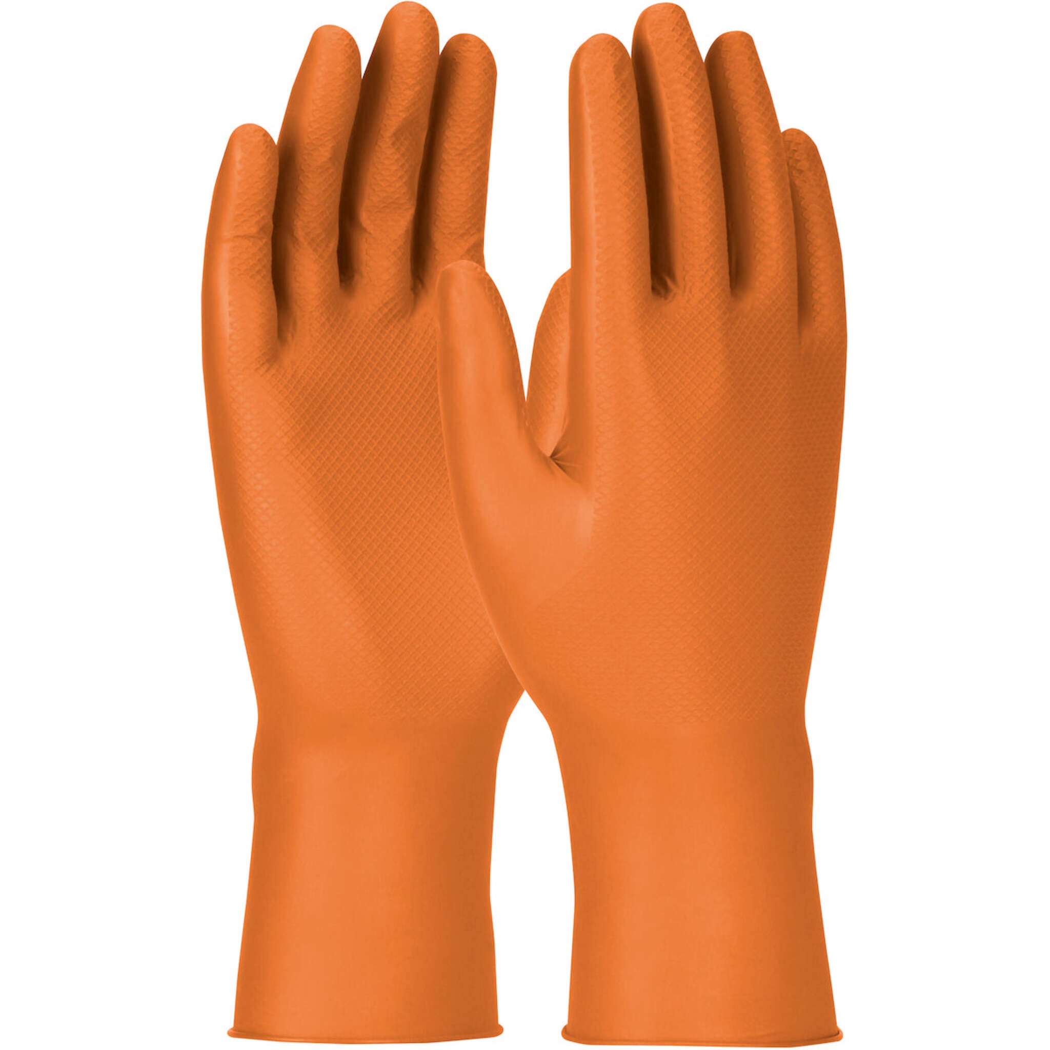 Grippaz™ Engage Extended Use Orange Nitrile Gloves - 7 Mil, Patented Fish Scale Grip, ESD Safe, Chemical Resistant, FDA Compliant, Touchscrn Friendly