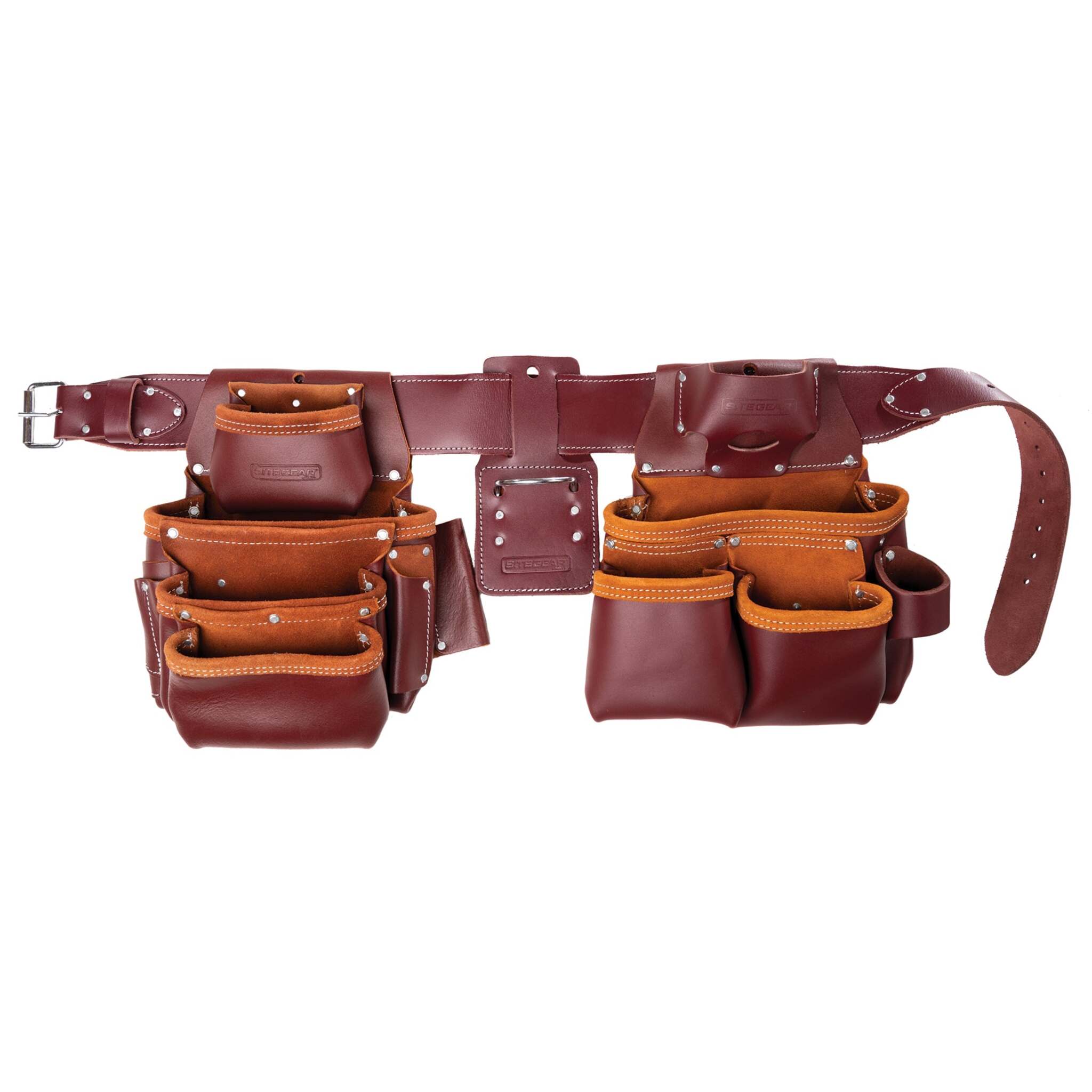 SITEGEAR Seven Pouch Framer Set - Heavy-Duty Leather, 3" Ranger-Style Belt, Adjustable Fit, Tool Holders, Gusset Pouches, Durable Work Belt