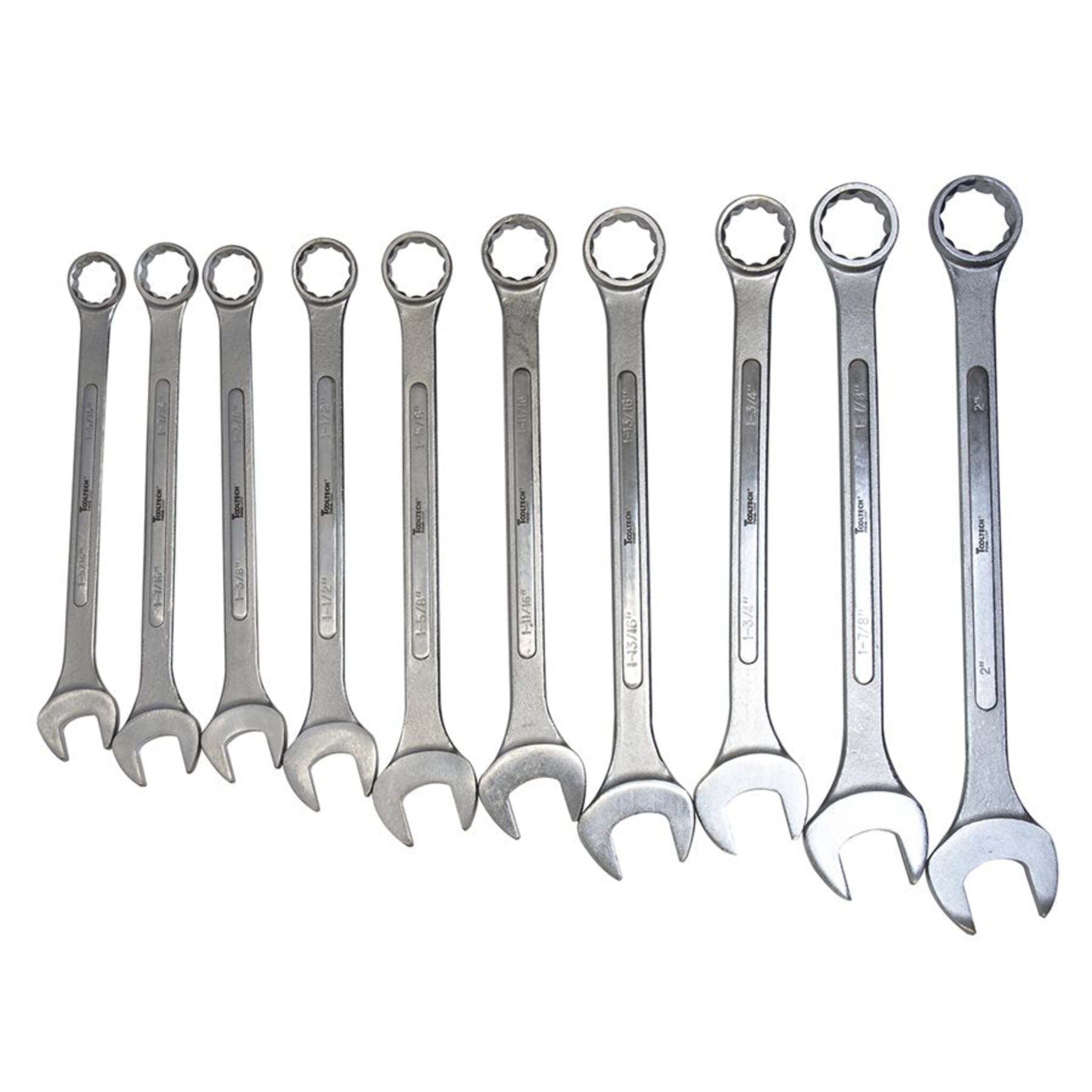 10 Piece Jumbo SAE Combination Wrench Set, 1-5/16" to 2", Drop Forged, Heat Treated, 12-Point Box End, Perfect for Heavy-Duty Tasks