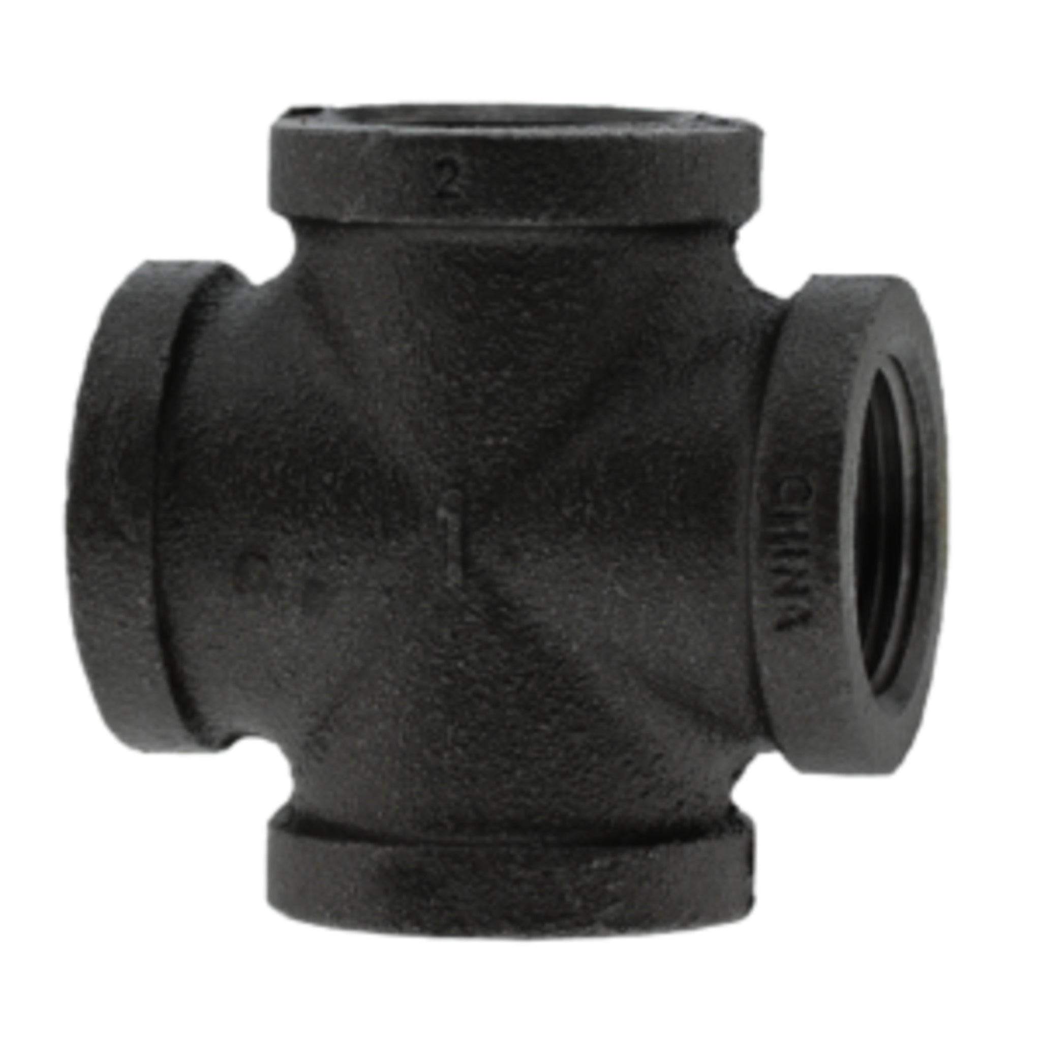 Black Pipe Cross Fitting - Malleable Iron, 1/4" NPT to 4" NPT Sizes, Durable for Water Supply, Irrigation, and Heating Systems, Corrosion-Resistant