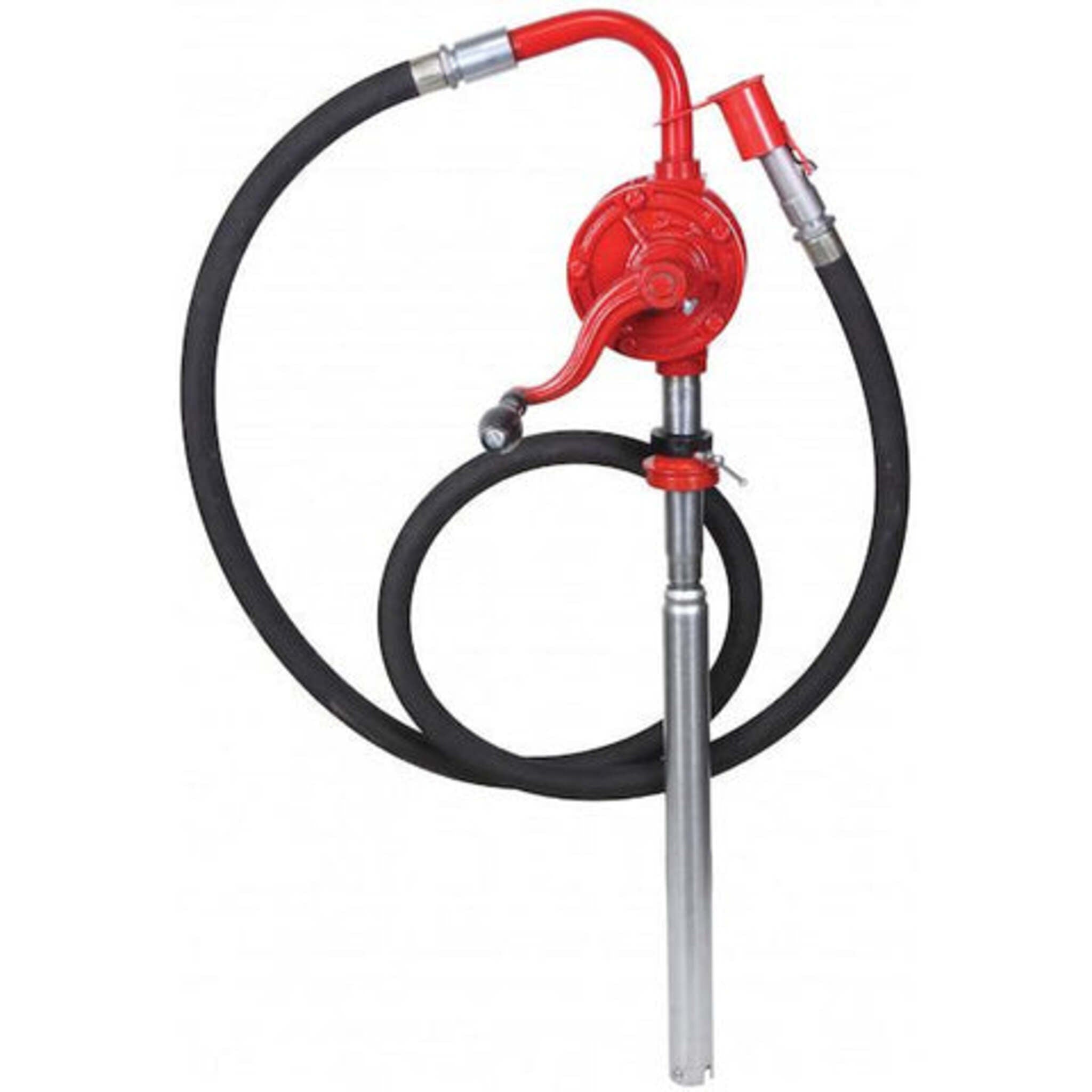 Zee-Line Cast Iron Rotary Fuel Pump w/ 8-Foot Hose, Nozzle & Telescoping Suction Tube – Heavy-Duty, Bi-Directional Fuel Transfer for 15-55 Gallon Drums