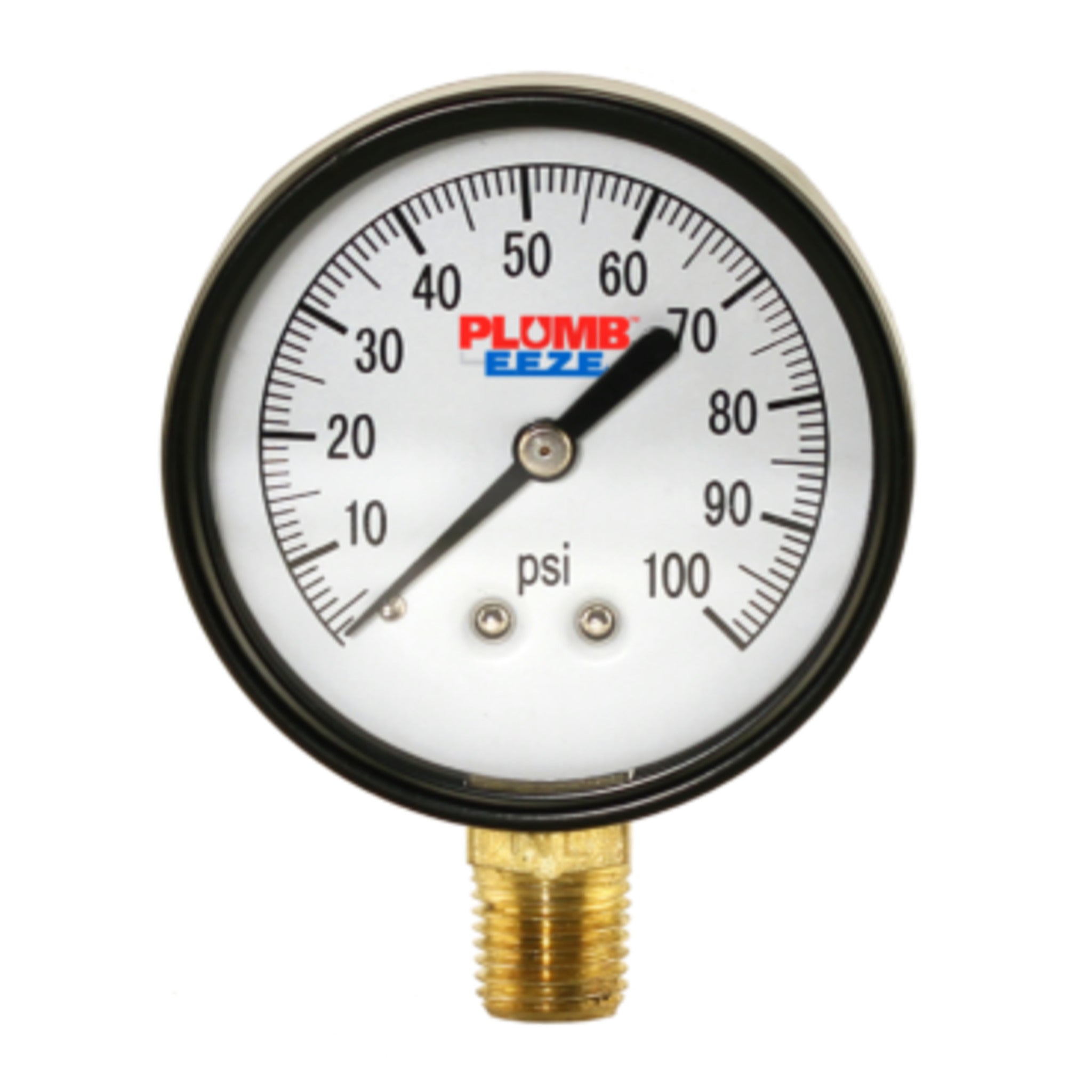 Dry Black Steel Pressure Gauge with Brass 1/4" MPT Lower Mount - 2.5" Dial, Versatile Use, Easy Readability, Brass Mount, Durable Construction