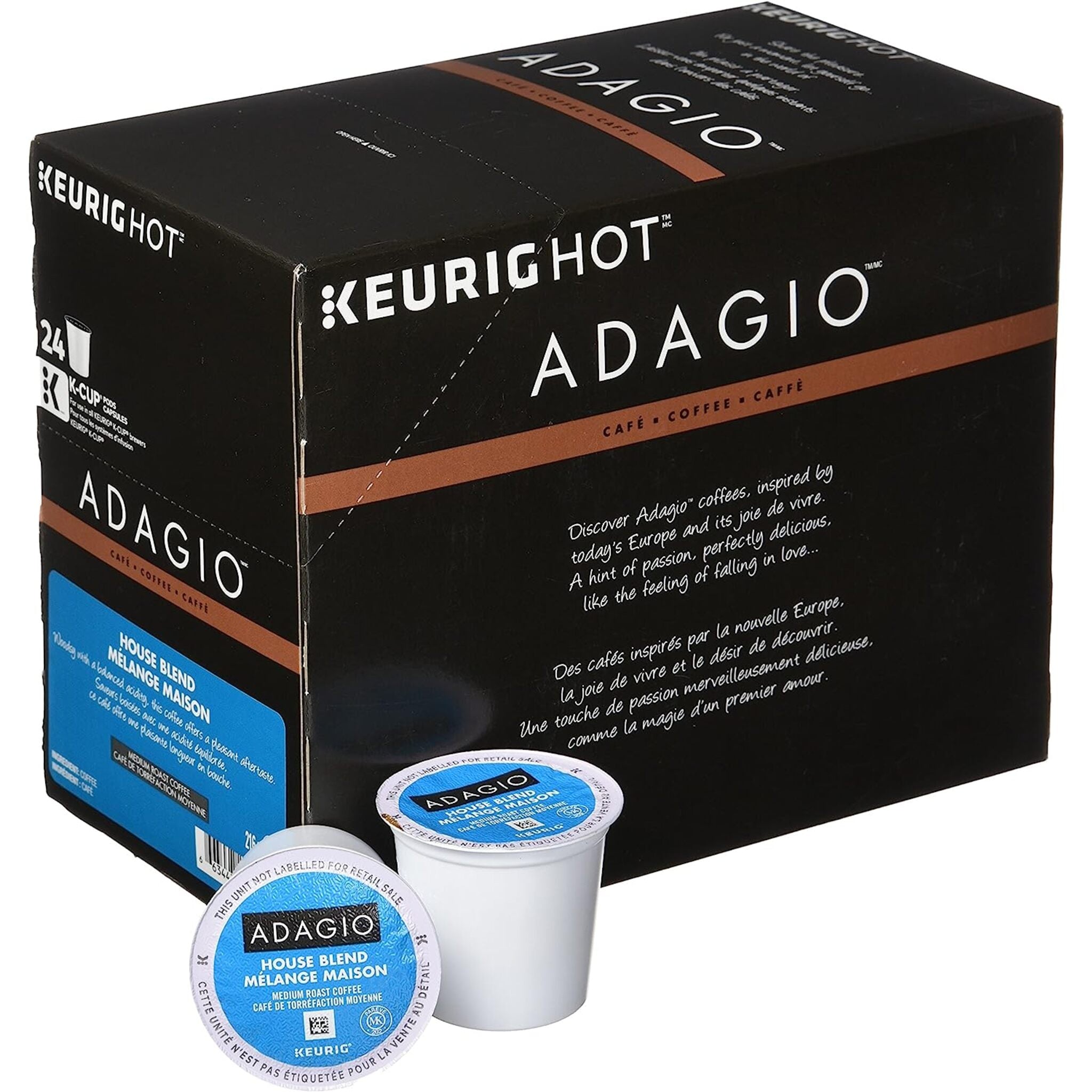 Adagio House Blend Medium Roast Single Serve K-Cups - Pack of 24 - Case of 4