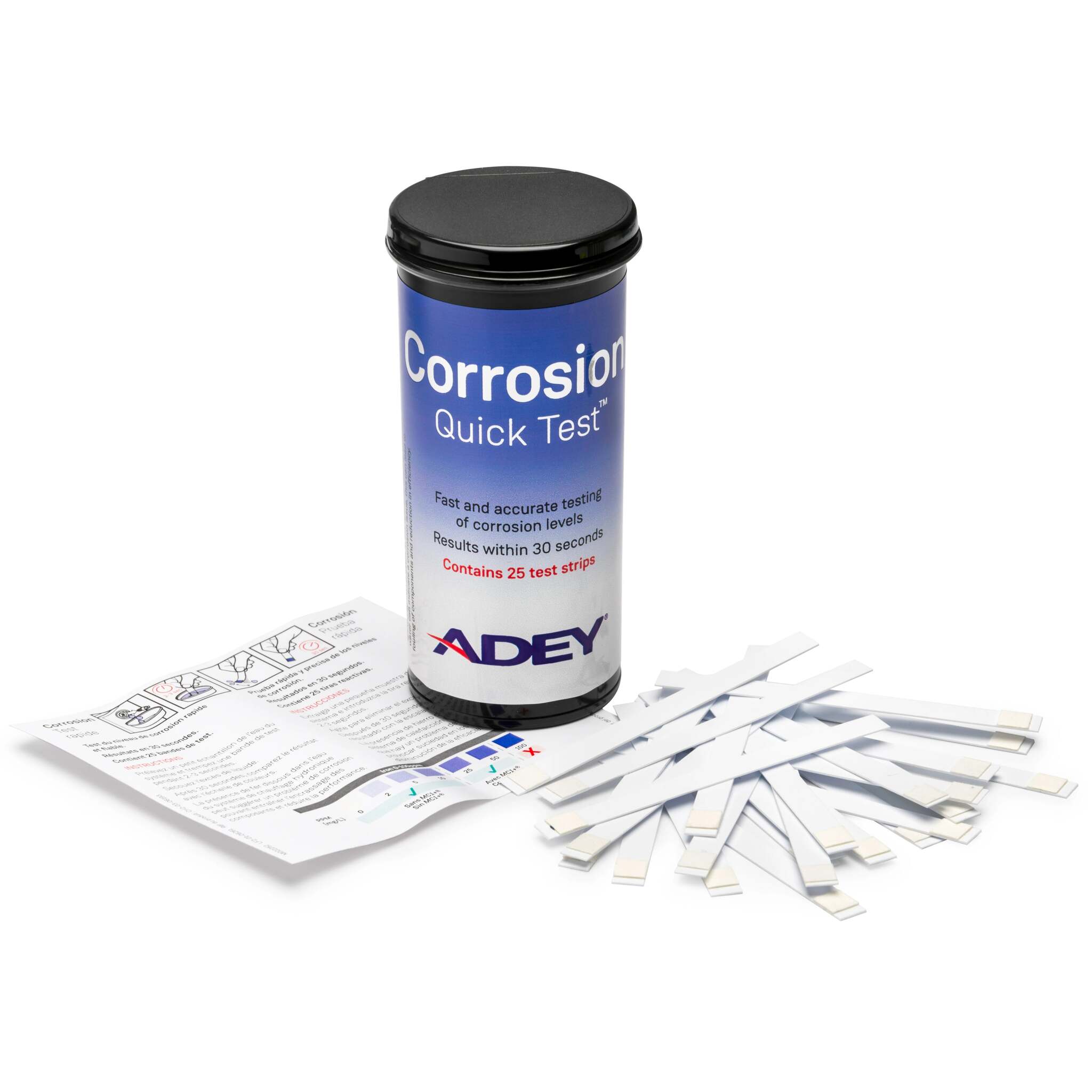 Adey Corrosion Test Strips for Hydronic Heating Systems - Quick & Accurate Strips in Airtight Canister for Rapid Corrosion Detection | 25 / Canister