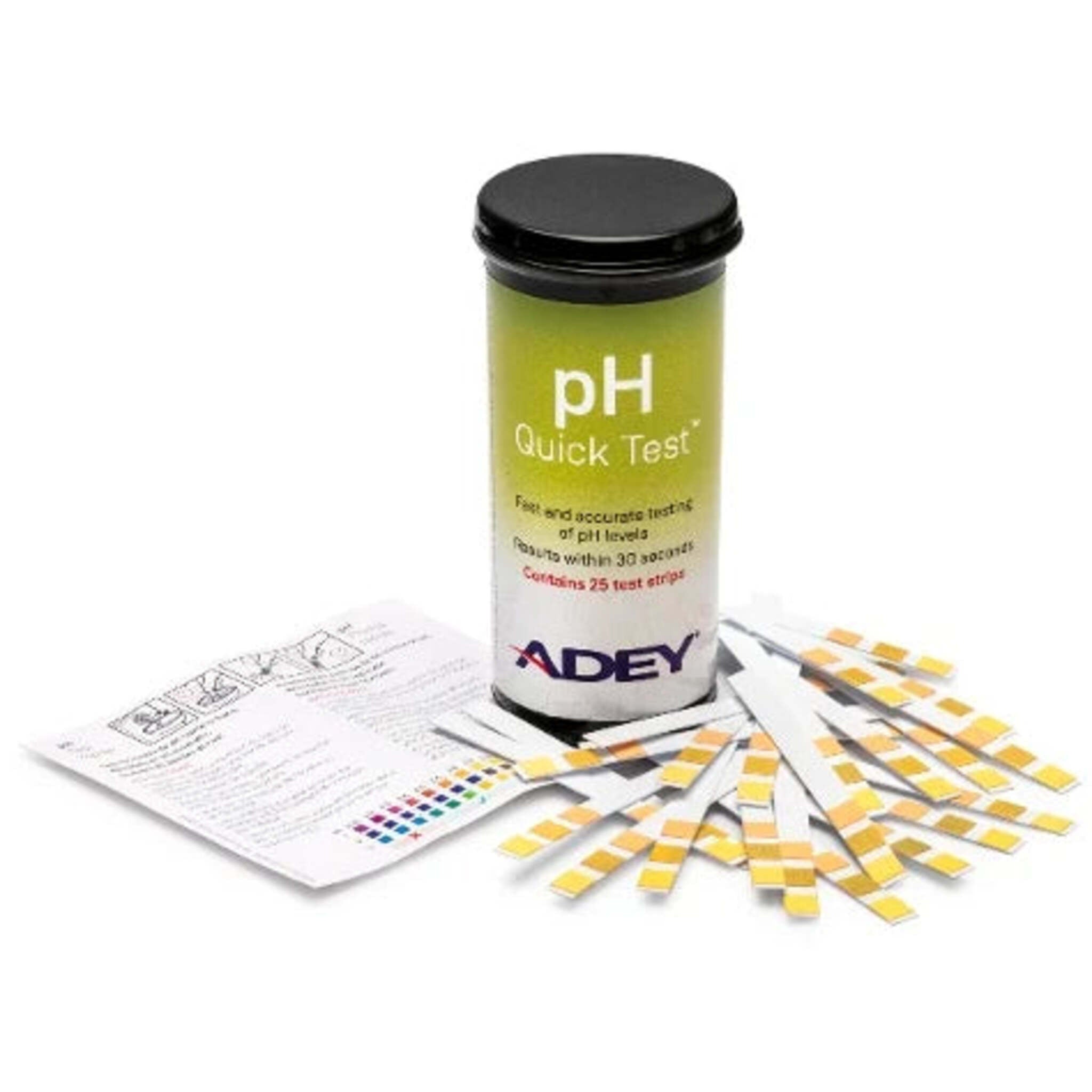 Adey Quick Test pH Strips - Fast, Accurate pH Monitoring for Hydronic Heating | Prevent Corrosion, User-Friendly, Durable, NSF Certified | 25/Canister