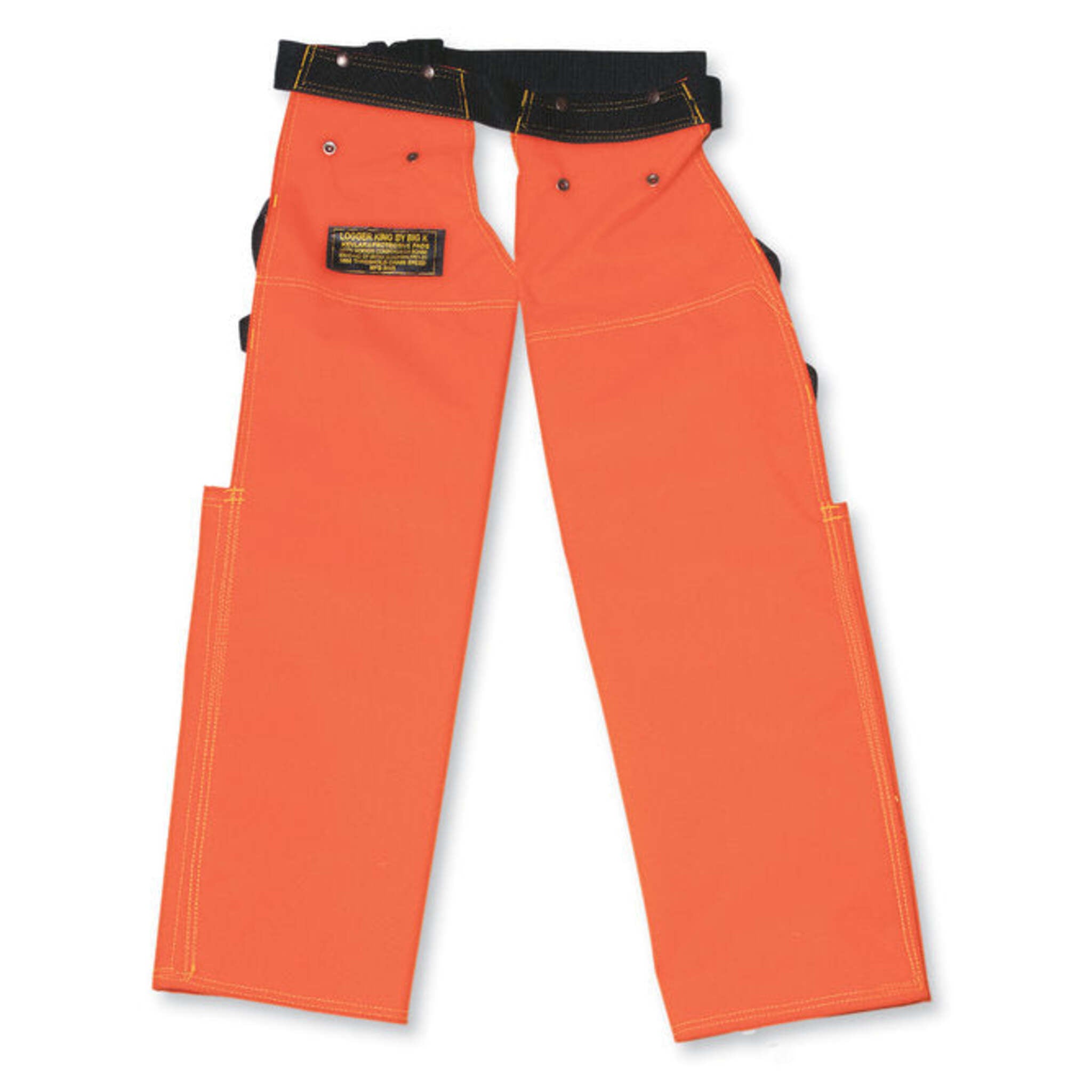 Big K BK70141 Hi-Vis 600 Denier Polyester 4100 Chaps with Back Pads - 18" Leg Zippers, ASTM & W.C.B. Certified, 4100 Chain Speed | Universal Fit