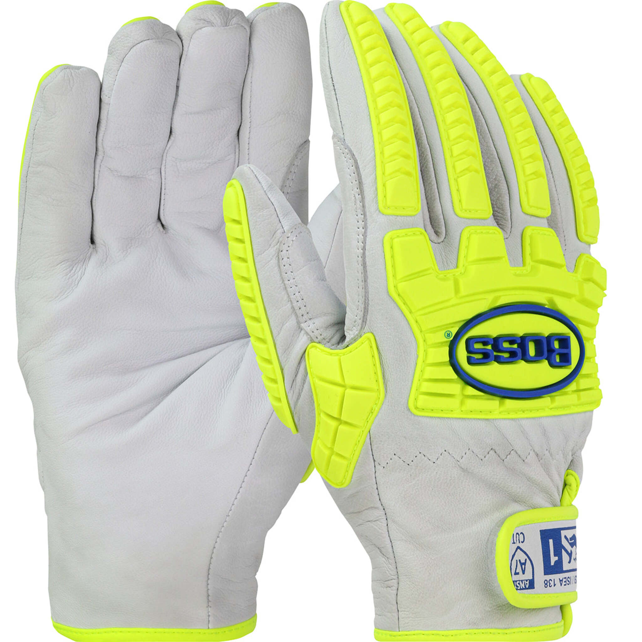 Boss® Top Grain Goatskin Leather Drivers Glove with ANSI A7 Cut Resistance, TPR Impact Protection, and DuPont™ Kevlar® Liner for Ultimate Durability