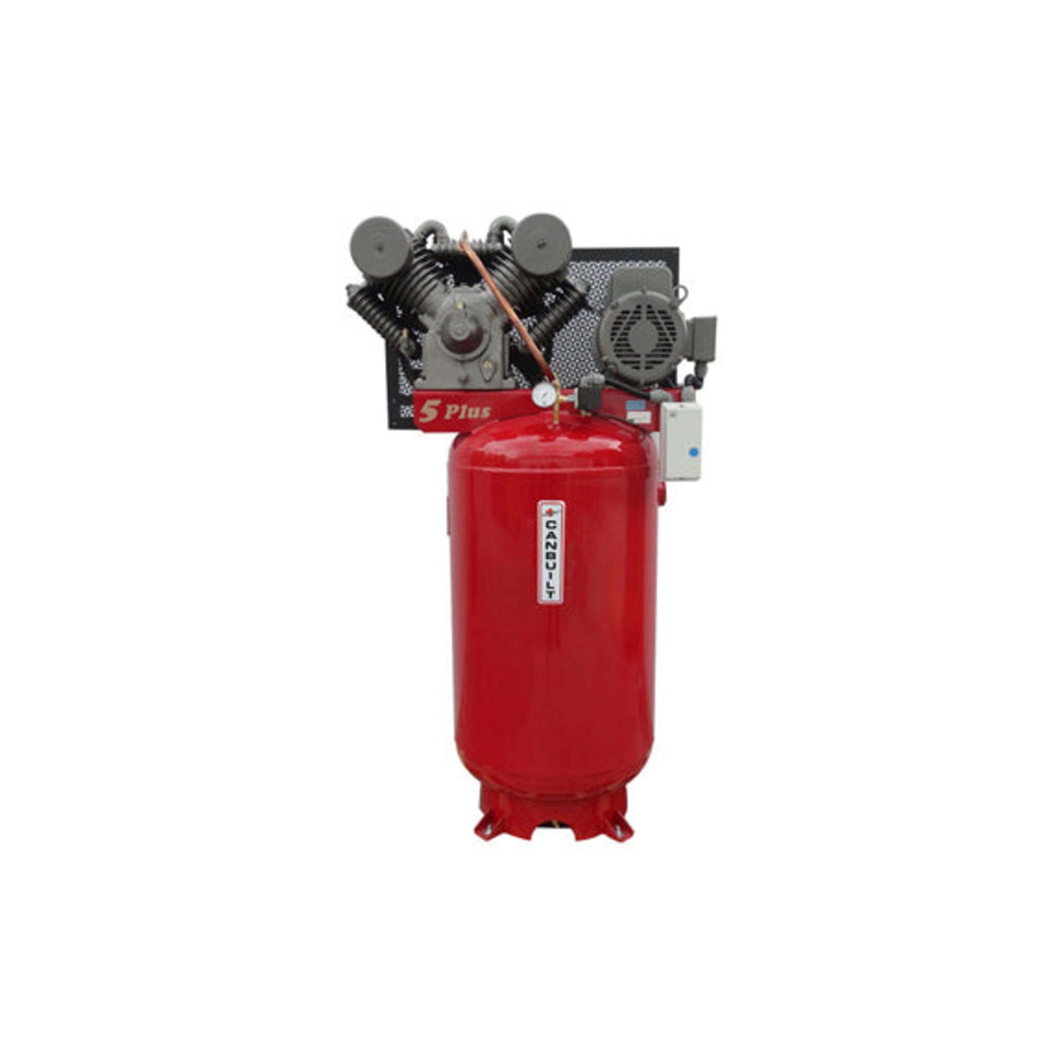 Canbuilt Air Compressor w 5 HP 1-Stage Motor: 80-Gallon Tank, 20.4 CFM at 150 PSI, Low RPM, BALDOR Motor, Durable and Efficient  - 230V - 1 Phase