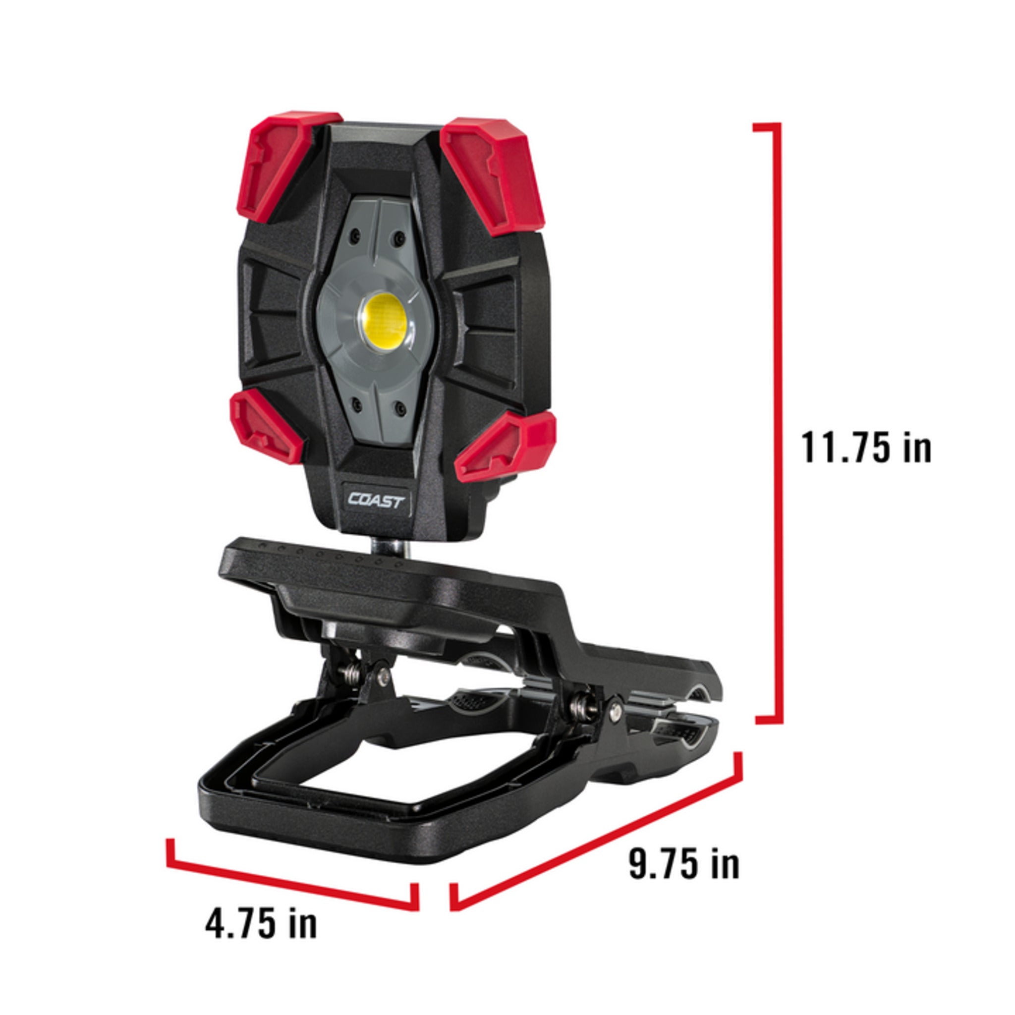 Coast® CL40R Rechargeable Clamp Work Light - 3900 Lumens, 87M Beam Distance, 360° Rotation, Dual Power, USB-C, Power Bank, IP54 Rated, Durable