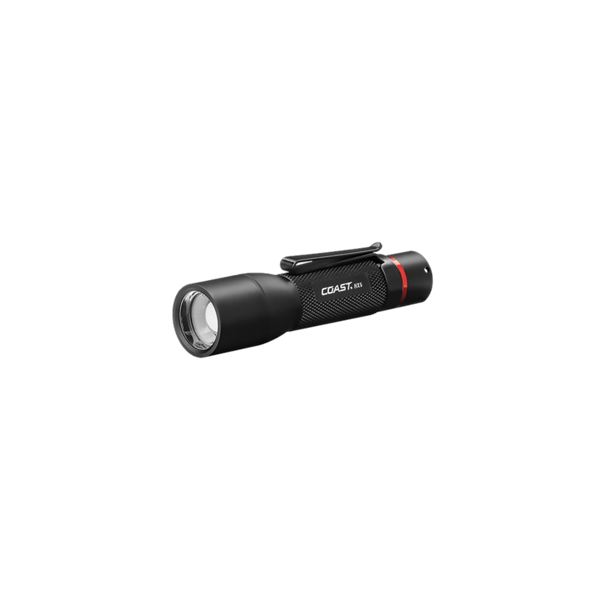 Coast® HX5 Pure Beam Focusing Pocket Light - 130 Lumens, 79M Beam, Multi-Power Options, Two-Way Clip, Durable & Weather Resistant, Compact