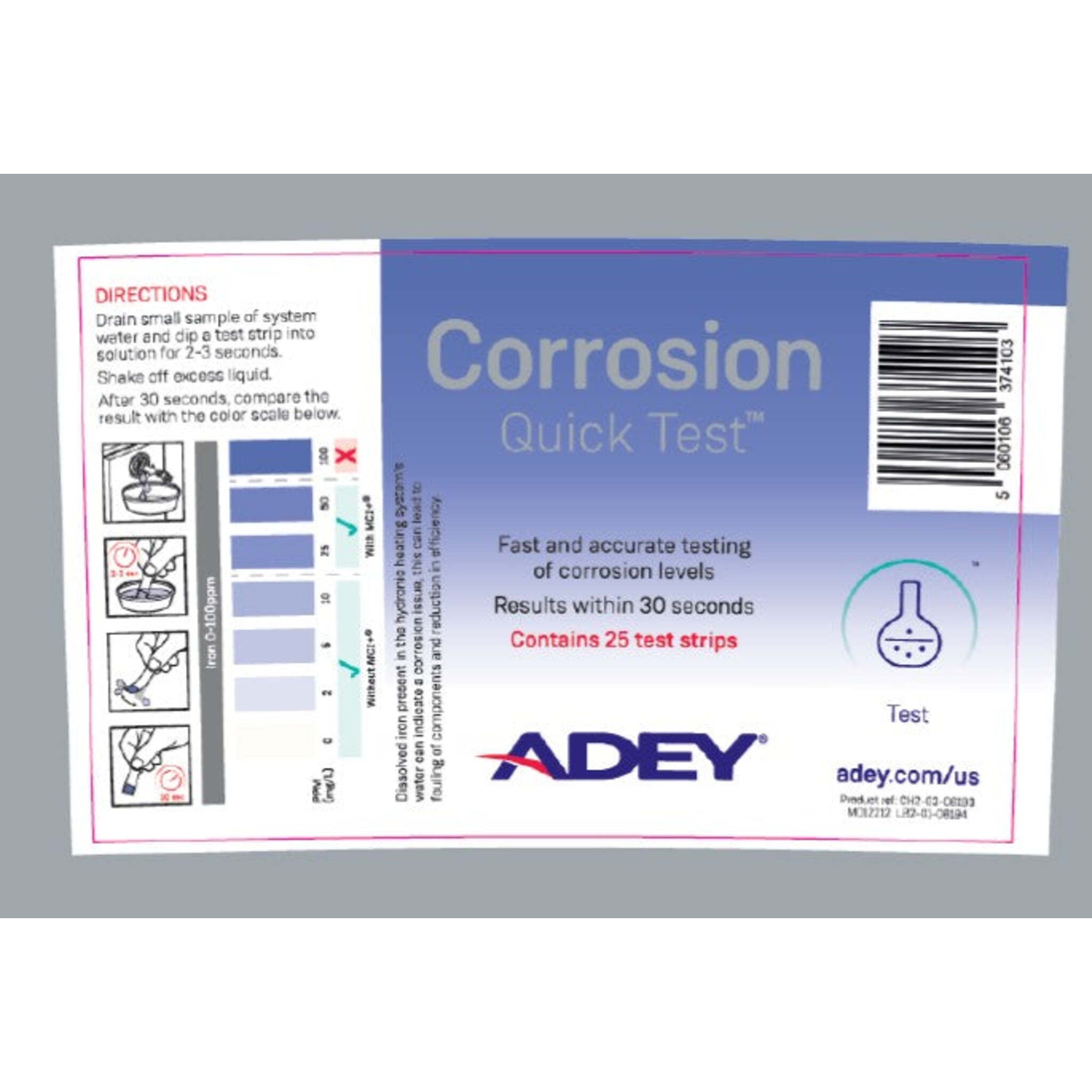 Adey Corrosion Test Strips for Hydronic Heating Systems - Quick & Accurate Strips in Airtight Canister for Rapid Corrosion Detection | 25 / Canister