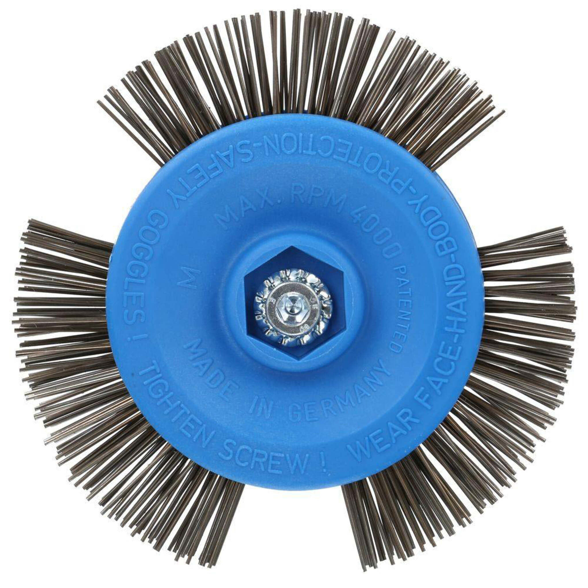 Avanti Pro 4-inch Quick-Strip Wire Brush/Wheel, Reversible Hex Shaft for Power Drills, Up to 4000 RPM - Ideal for Masonry and Metal Stripping