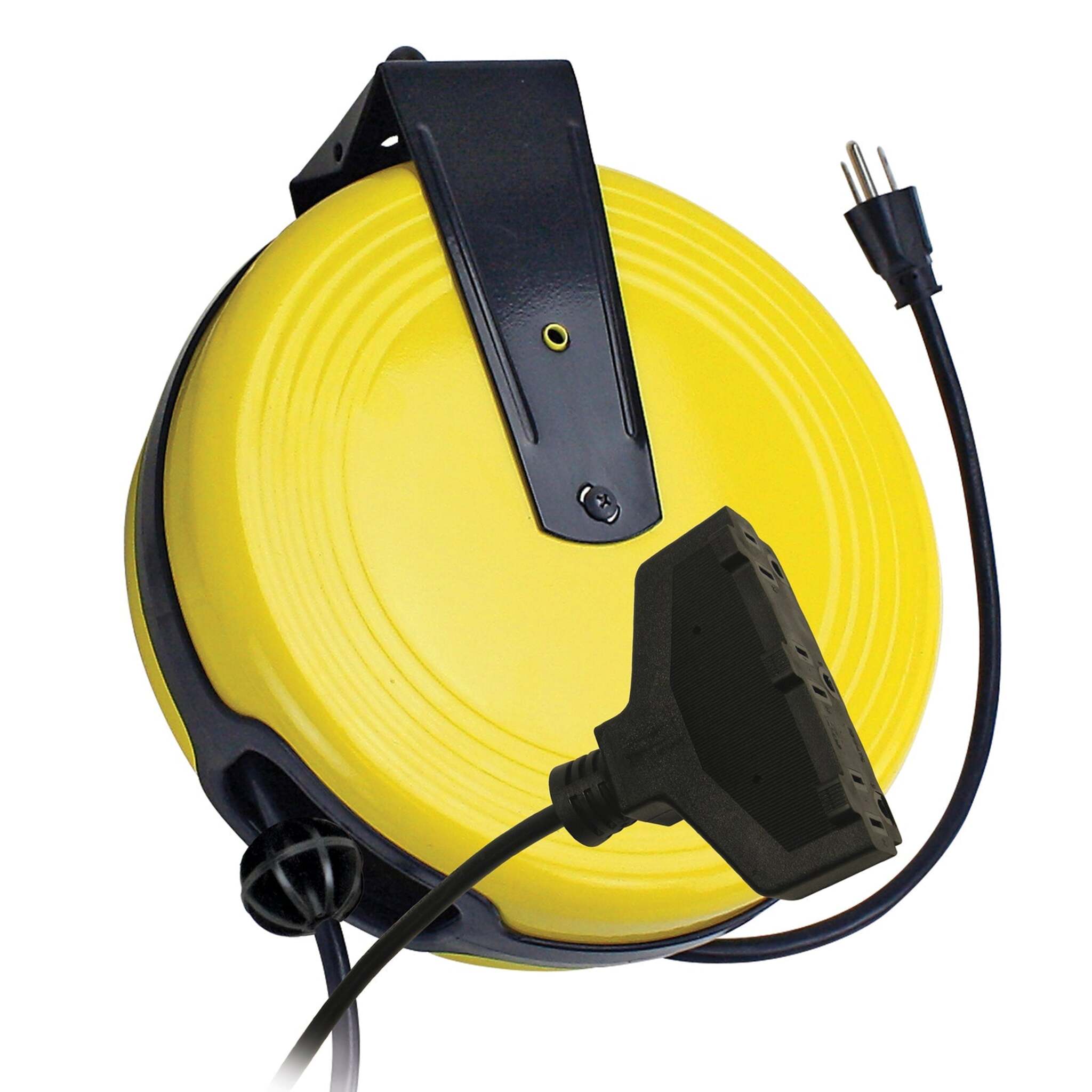 Prime 3-Outlet Retractable Metal Extension Cord Reel - 25 Ft Cable Length