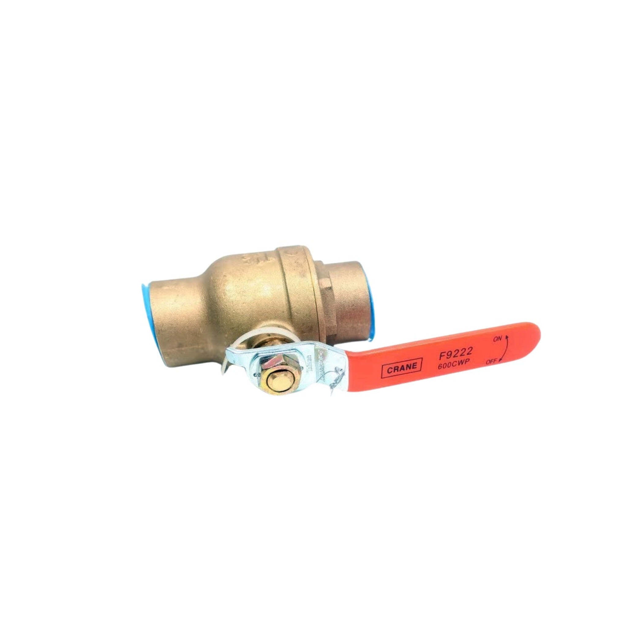 Crane F9222 Full Port Forged Brass Ball Valve | 2-Piece Body, Solder Ends, 600 CWP, ANSI/CAN/NSF 61 Approved | Industrial Applications, Zinc-Plated Handles, PTFE Seals