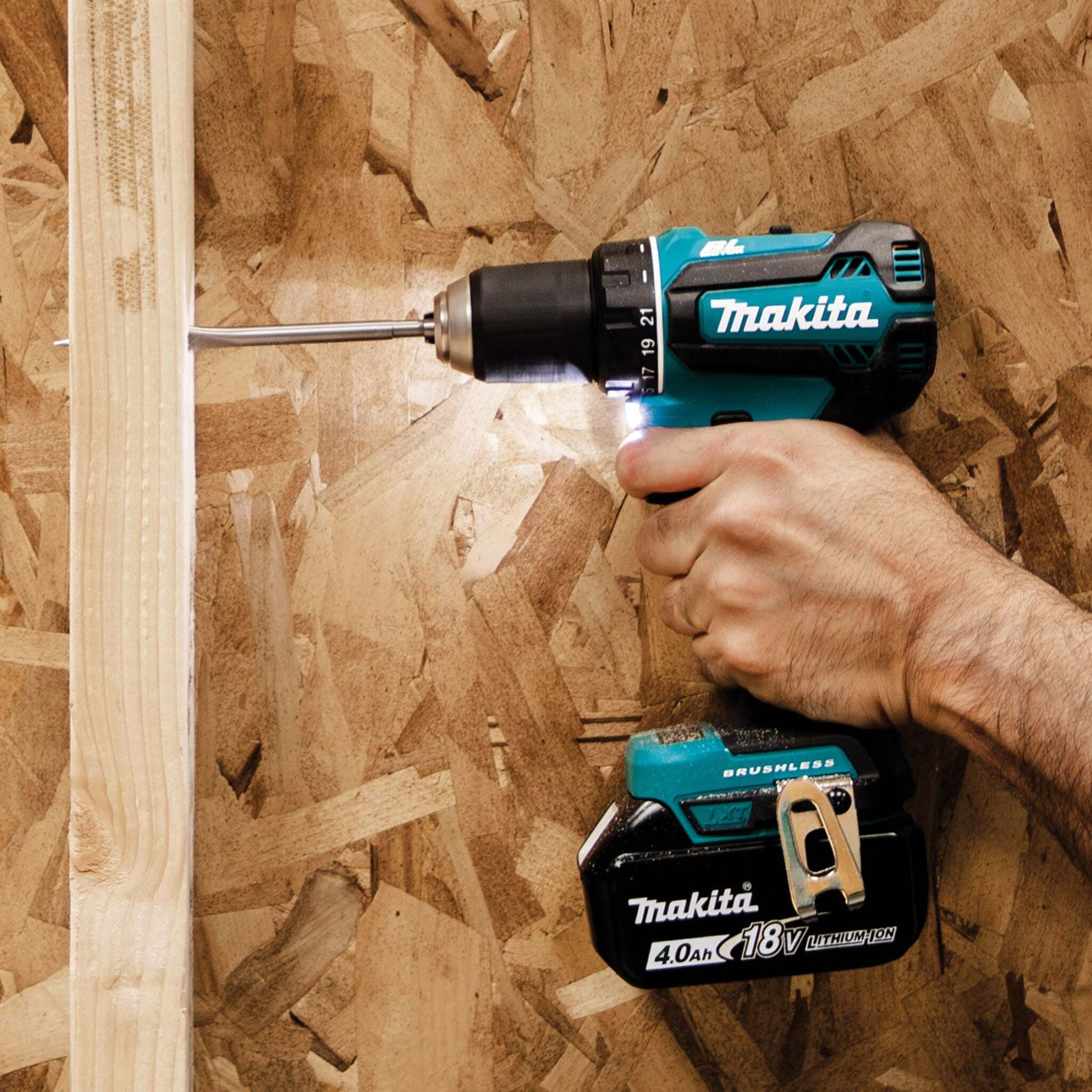 Makita DDF485Z 18V LXT Brushless 1/2" Drill-Driver - Tool Only, Compact, High Torque, XPT™ Protection, 21 Clutch Settings, Dual LED, Ergonomic Grip