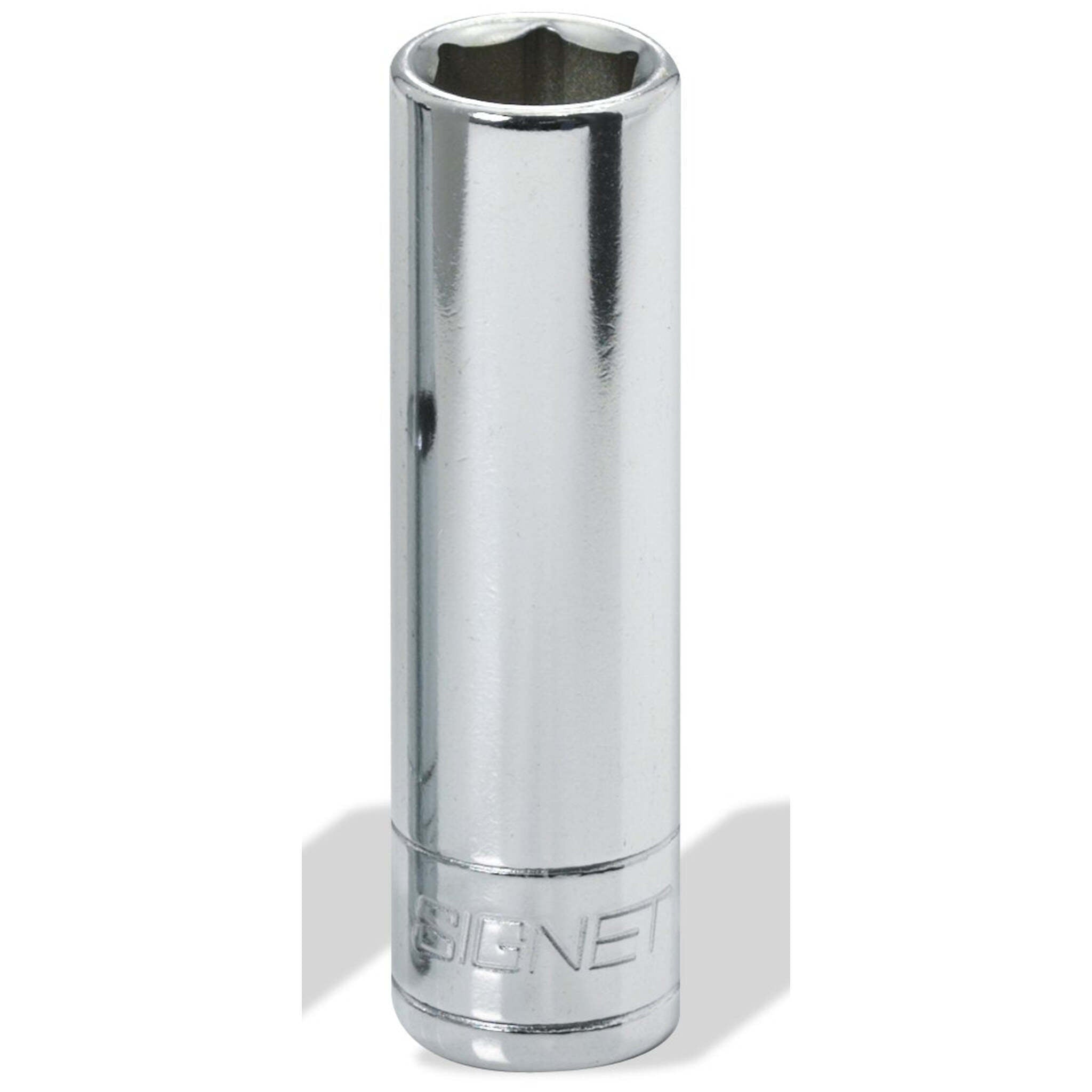 Signet 1/2" Drive Chrome Socket Deep 6 Point (SAE) - Heat-Treated Steel, Mirror Polished Surface, Lifetime Warranty