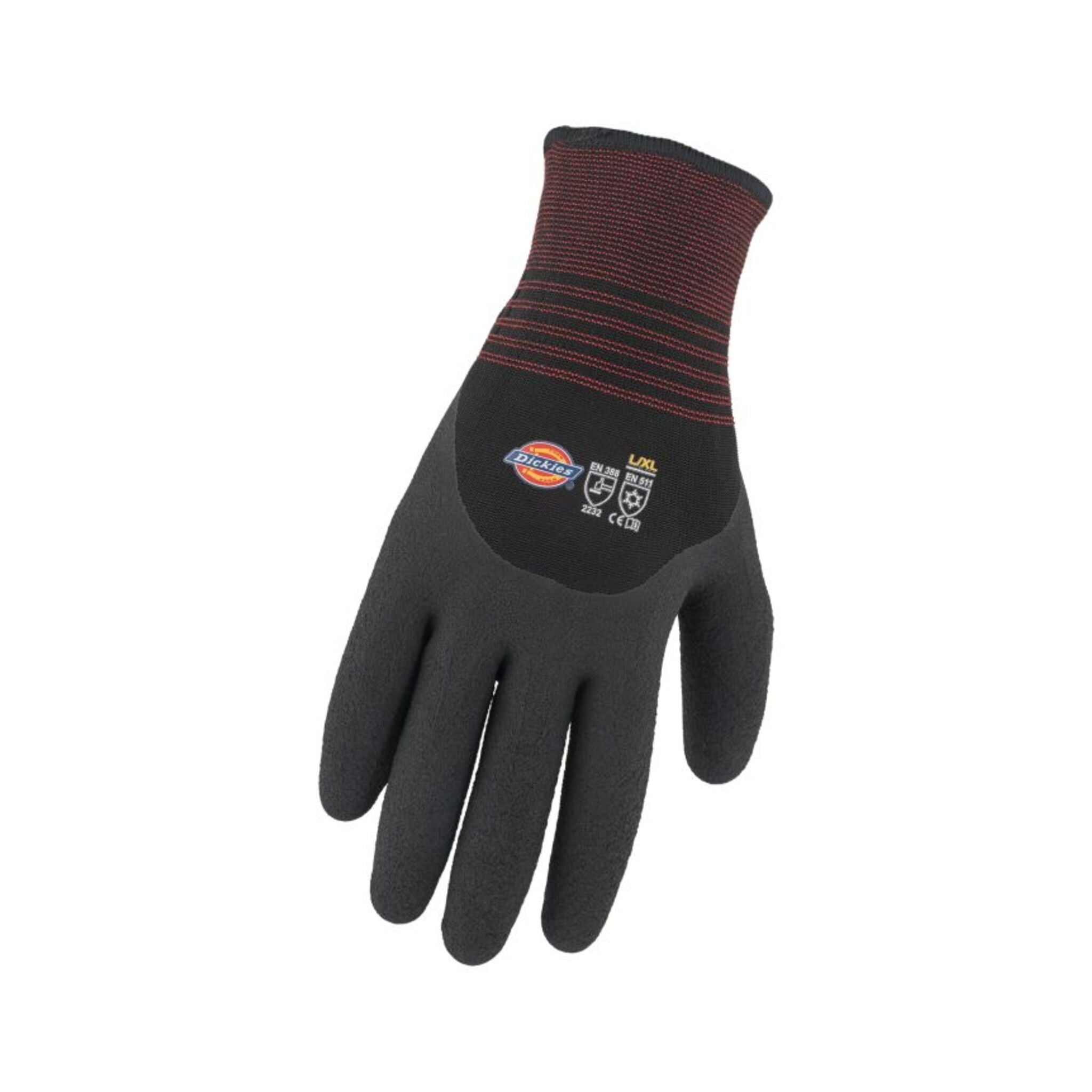 Dickies 751133DI Dipped Latex Foam Coated Winter Gloves - Enhanced Grip, Abrasion Resistant, Brushed Acrylic Lining, Elastic Cuff, CE Certified