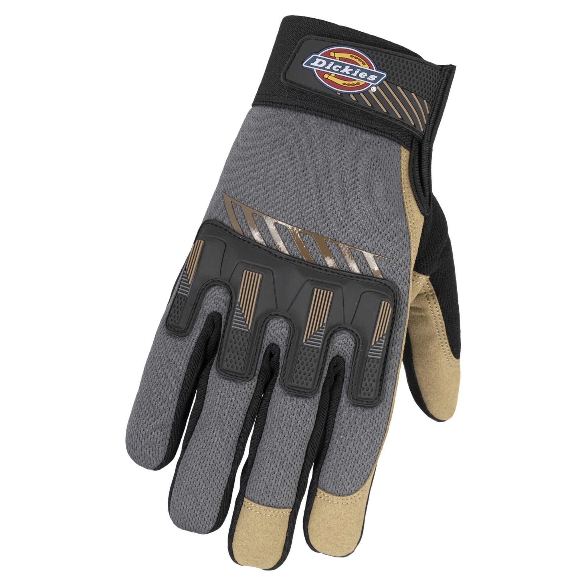 Dickies Impact Resistant High Performance Work Gloves - Padded Palm, Knuckle Protection, Silicone Grip, Terry Cloth Thumb, Wrist Strap, Durable, Comfortable