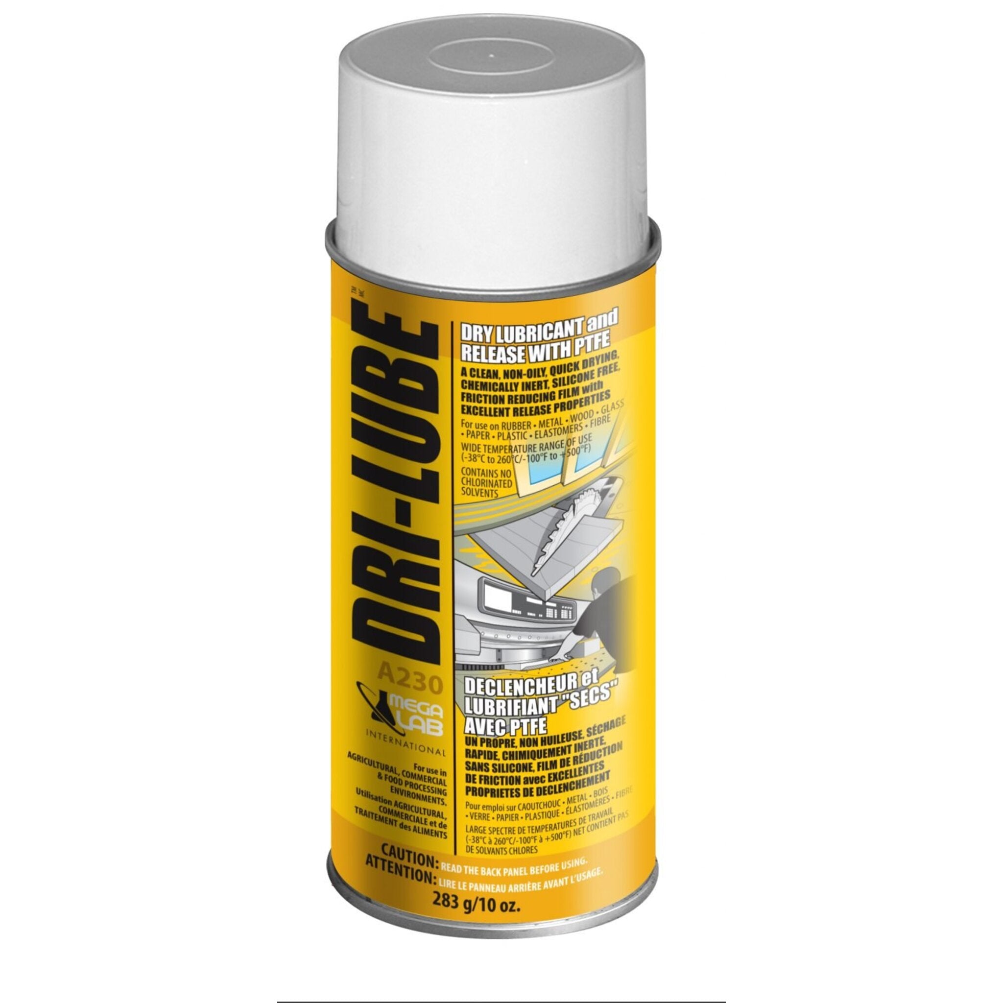 Dri-Lube PTFE Aerosol Dry Lubricant & Release Agent – Non-Oily, Quick-Drying, High-Performance, Non-Staining, Wide Temp Range | 283G Can (Pack of 12)