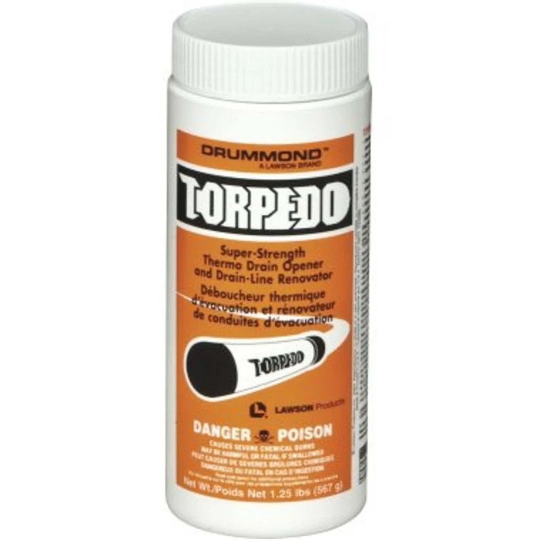Torpedo DN4731 Granular Drain Opener – 1.25lb | Fast-Acting, Citrus Scent, Septic-Safe, Industrial Strength for Grease, Hair, & Soap Clogs – Drummond™