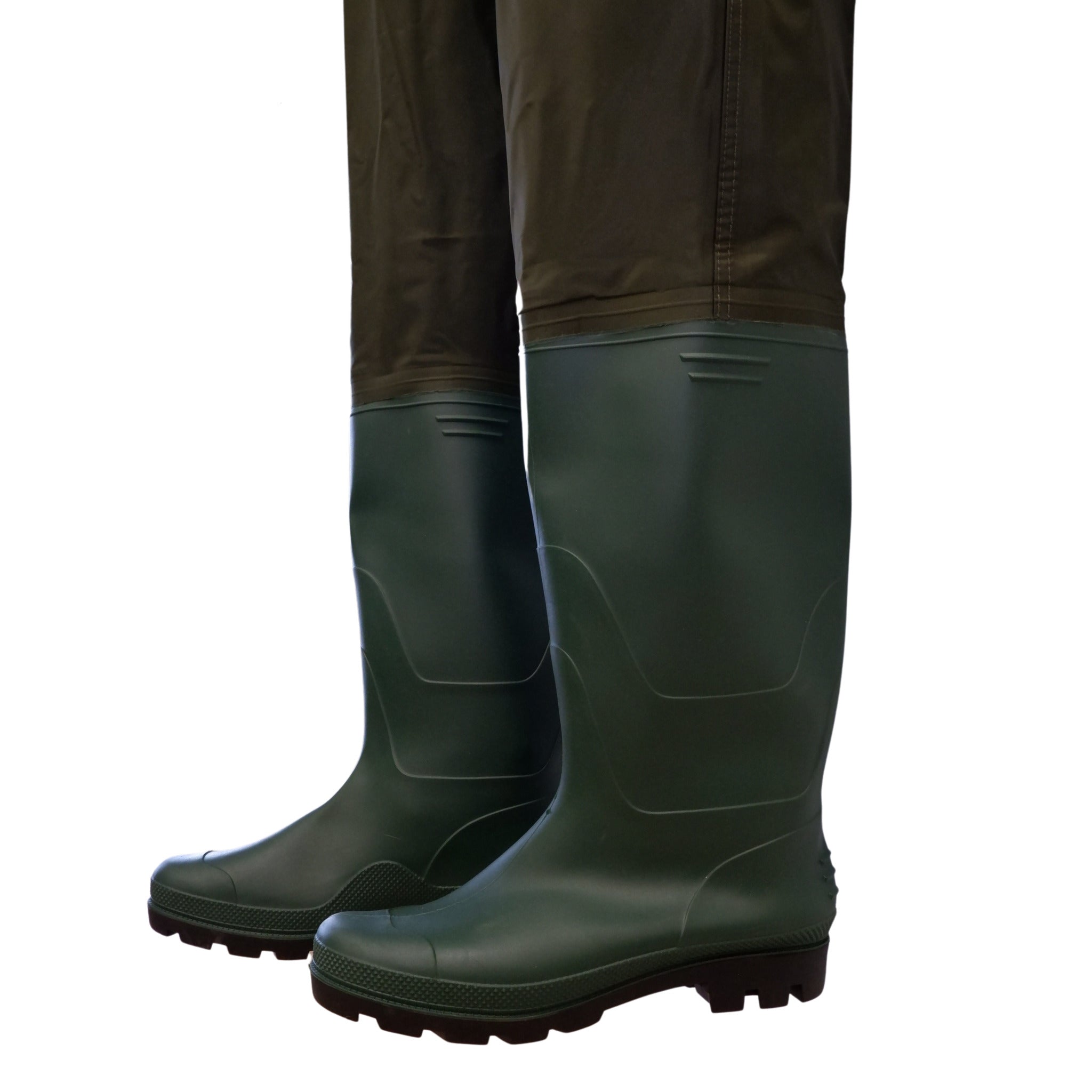 Green Trail Men's PVC/Nylon Chest Waders - Waterproof Stream Feather with Cleated Sole for Fishing, Durable & Comfortable Design | Sizes 7-13