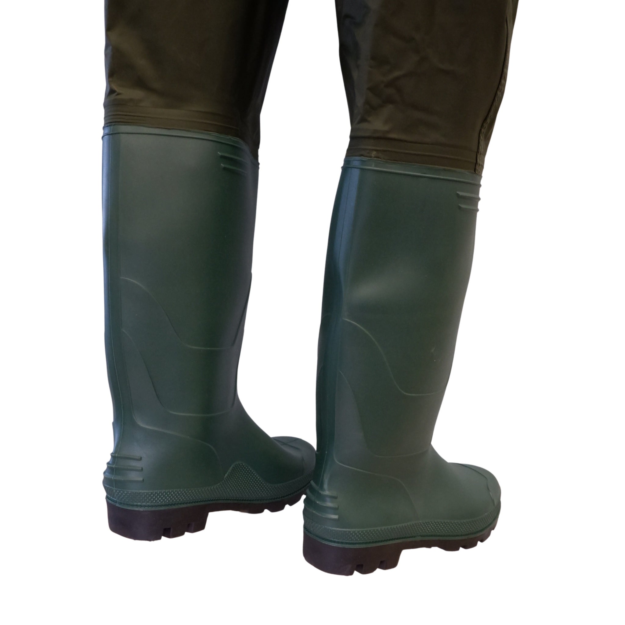 Green Trail Men's PVC/Nylon Chest Waders - Waterproof Stream Feather with Cleated Sole for Fishing, Durable & Comfortable Design | Sizes 7-13