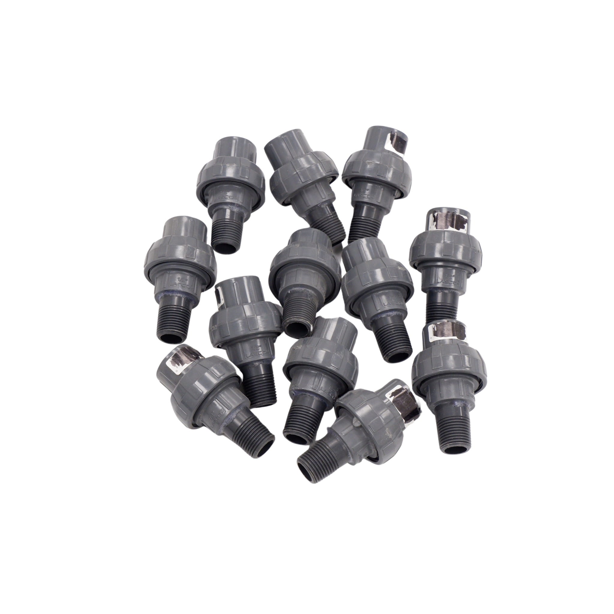 Schedule 80 PVC Union Couplings - 1/2" Socket x MPT - Lot of 12 Unions