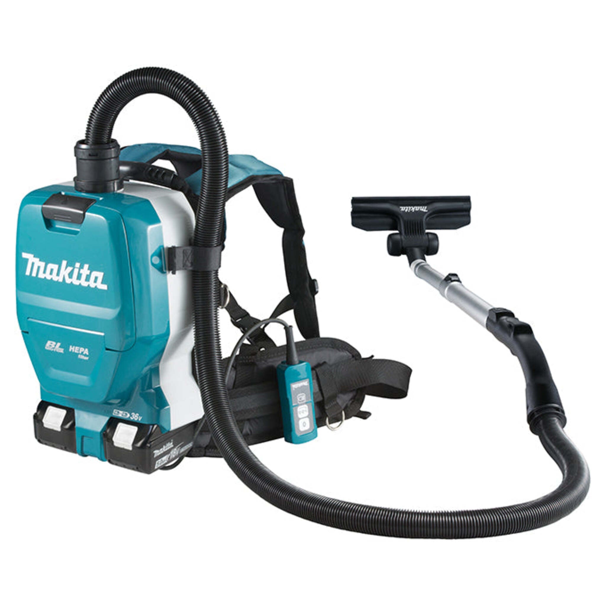 Makita 36V (18V X2) Brushless 2L Backpack Vacuum Cleaner Kit - Cordless, 5.0Ah Batteries, HEPA Filtration, Ergonomic, Long Runtime for Commercial Use