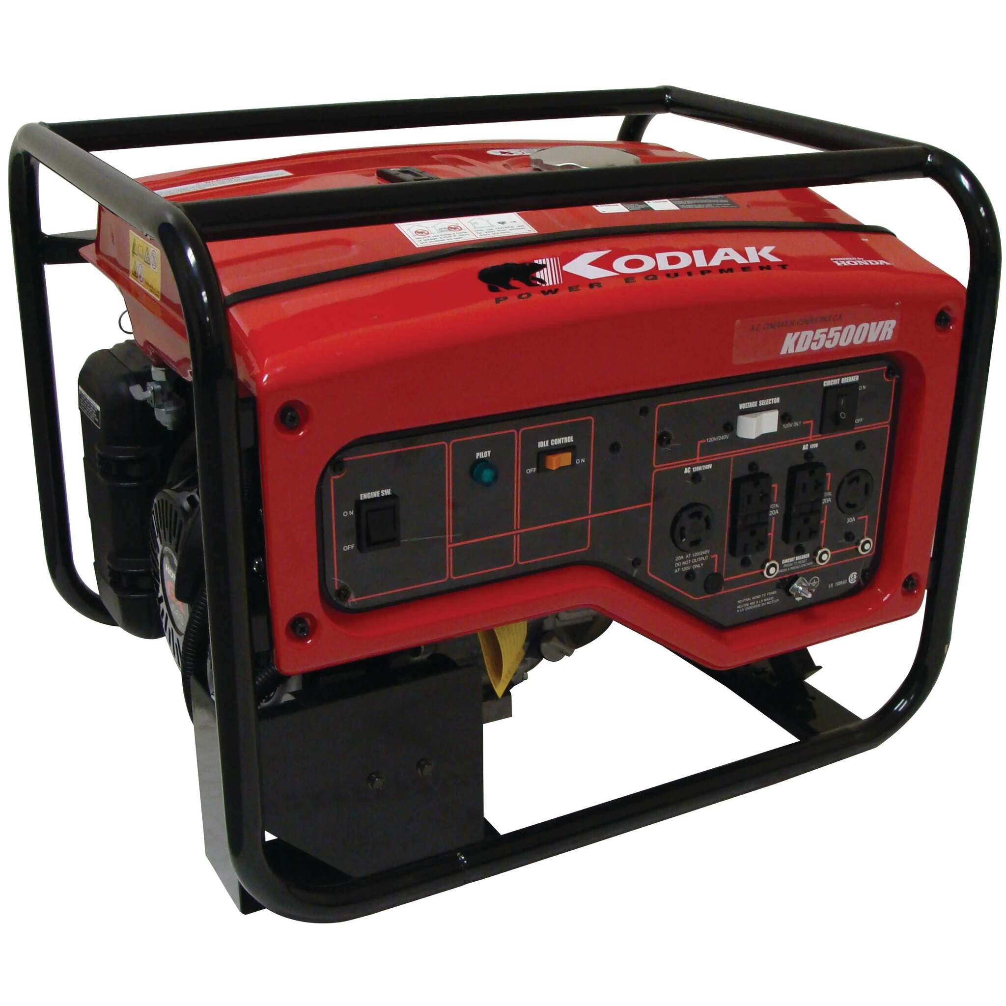 Kodiak KD5500VR Portable Generator - 4800W Output, 11 HP Honda GX340 Engine, CSA, GFCI Receptacles, AVR, Automatic Idle Control, with Wheel Kit