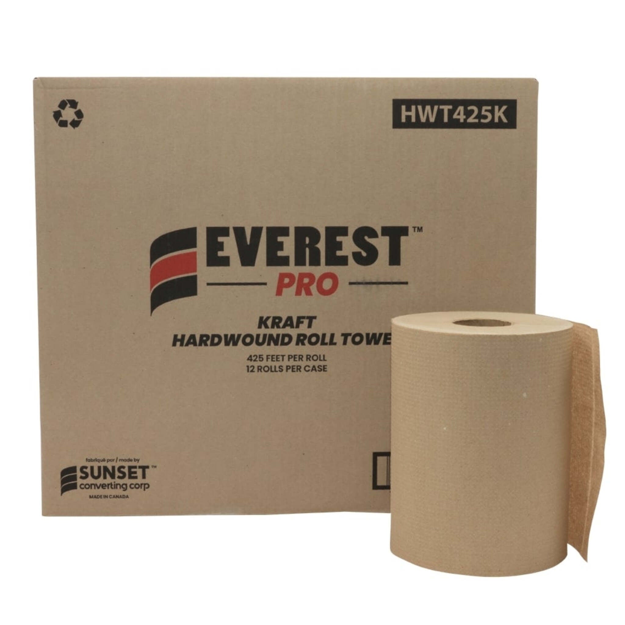 Everest Pro Hardwound Kraft Roll Towel - 8" X 425 Ft Roll - Case of 12 Rolls